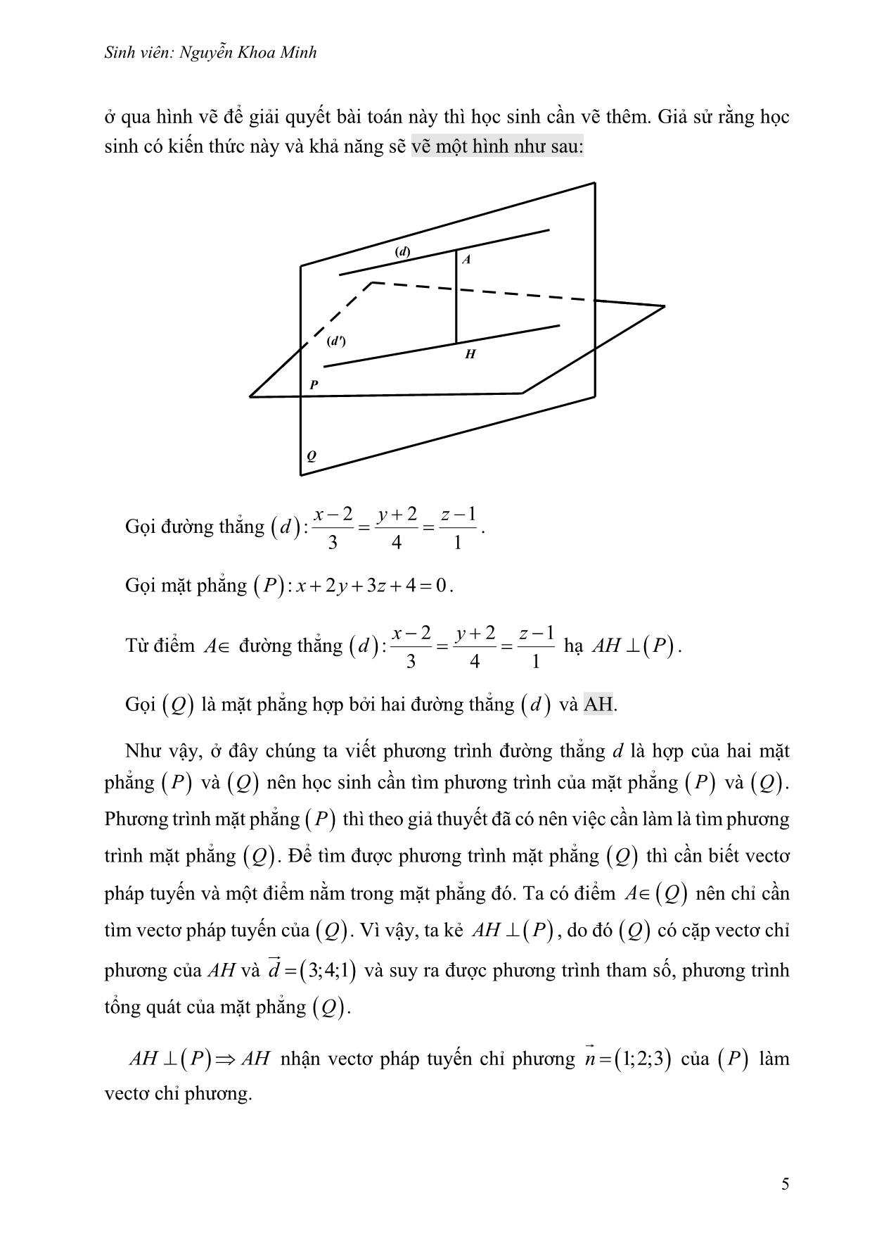 Cách viết câu hỏi trắc nghiệm khách quan từ câu hỏi truyền thống - Chủ đề: Phương trình đường thẳng trong không gian trang 6