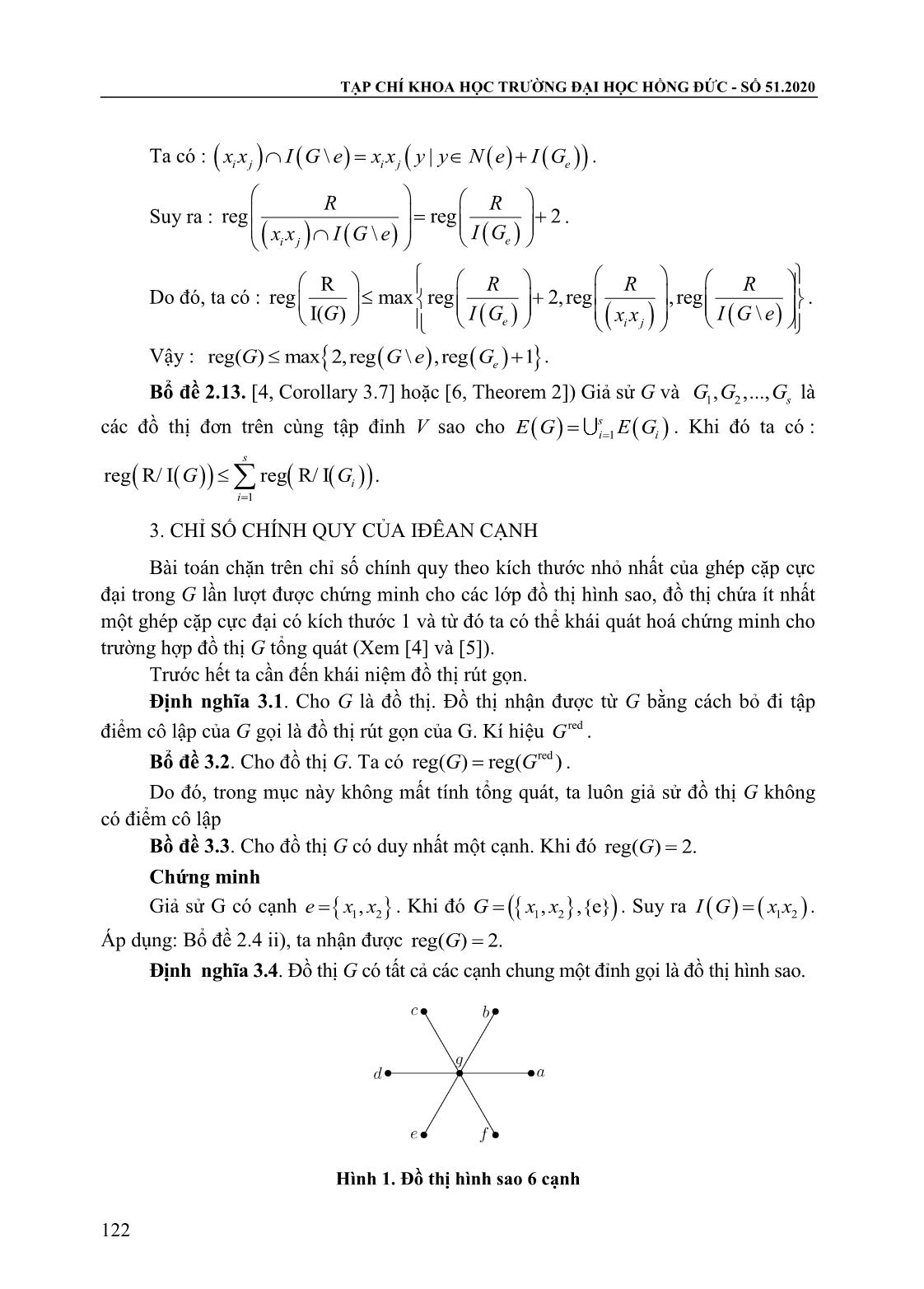 Chỉ số chính quy Castelnouvo-Mumford của Iđêan cạnh và kích thước nhỏ nhất của ghép cặp cực đại của đồ thị đơn trang 4