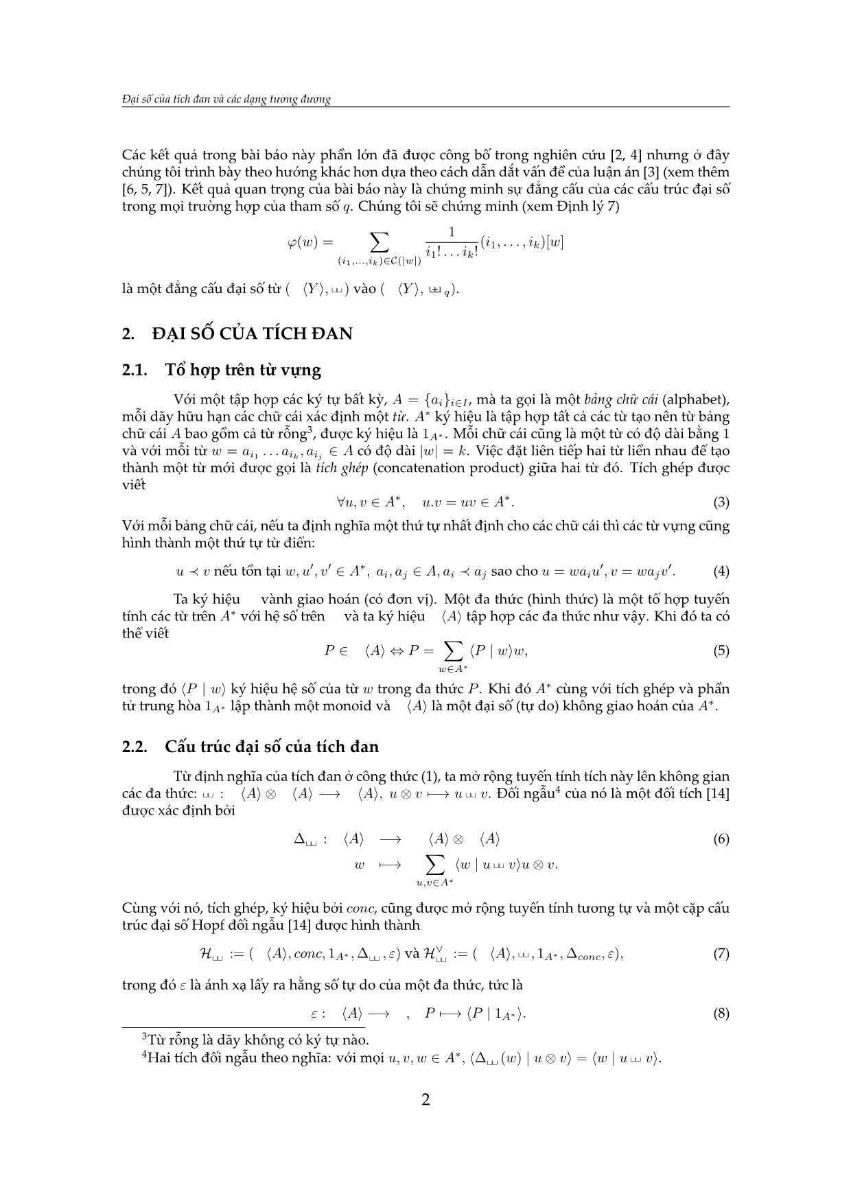Đại số của tích đan và các dạng tương đương trang 2