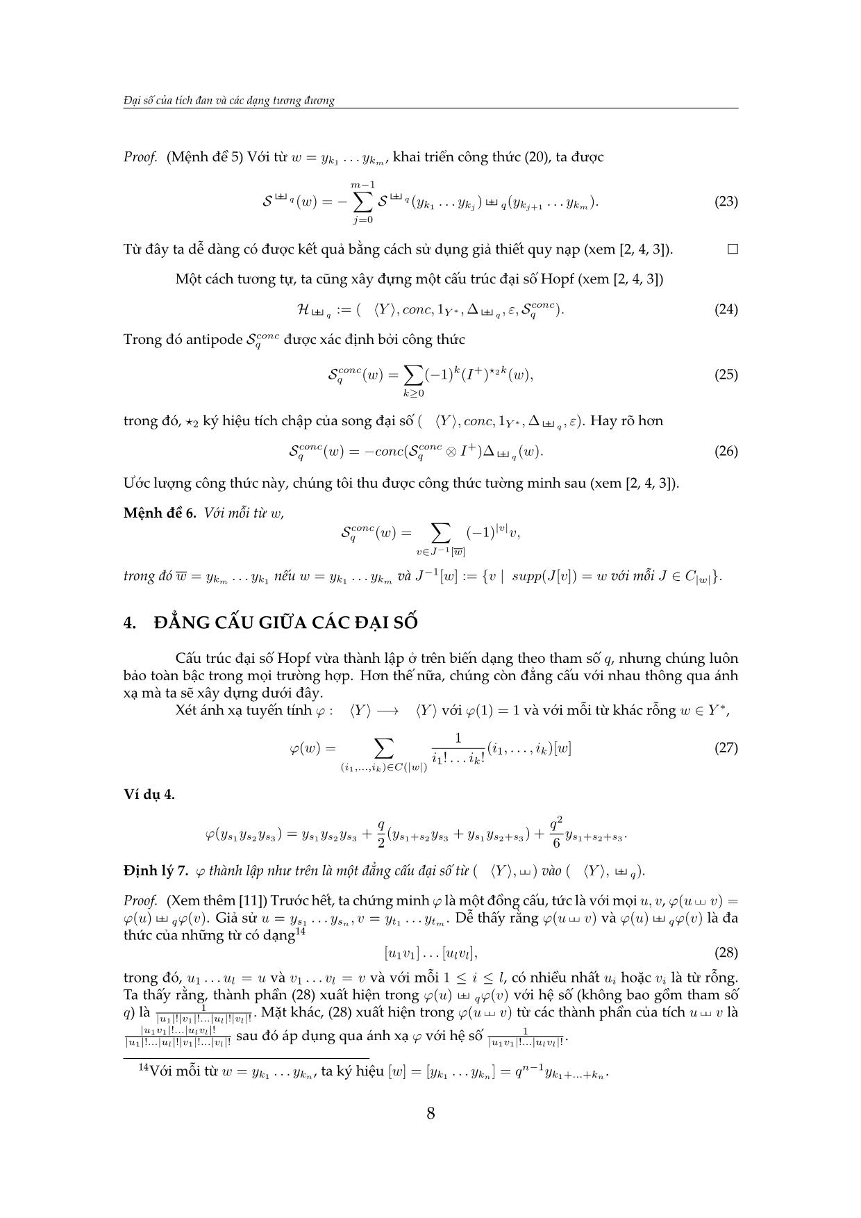 Đại số của tích đan và các dạng tương đương trang 8