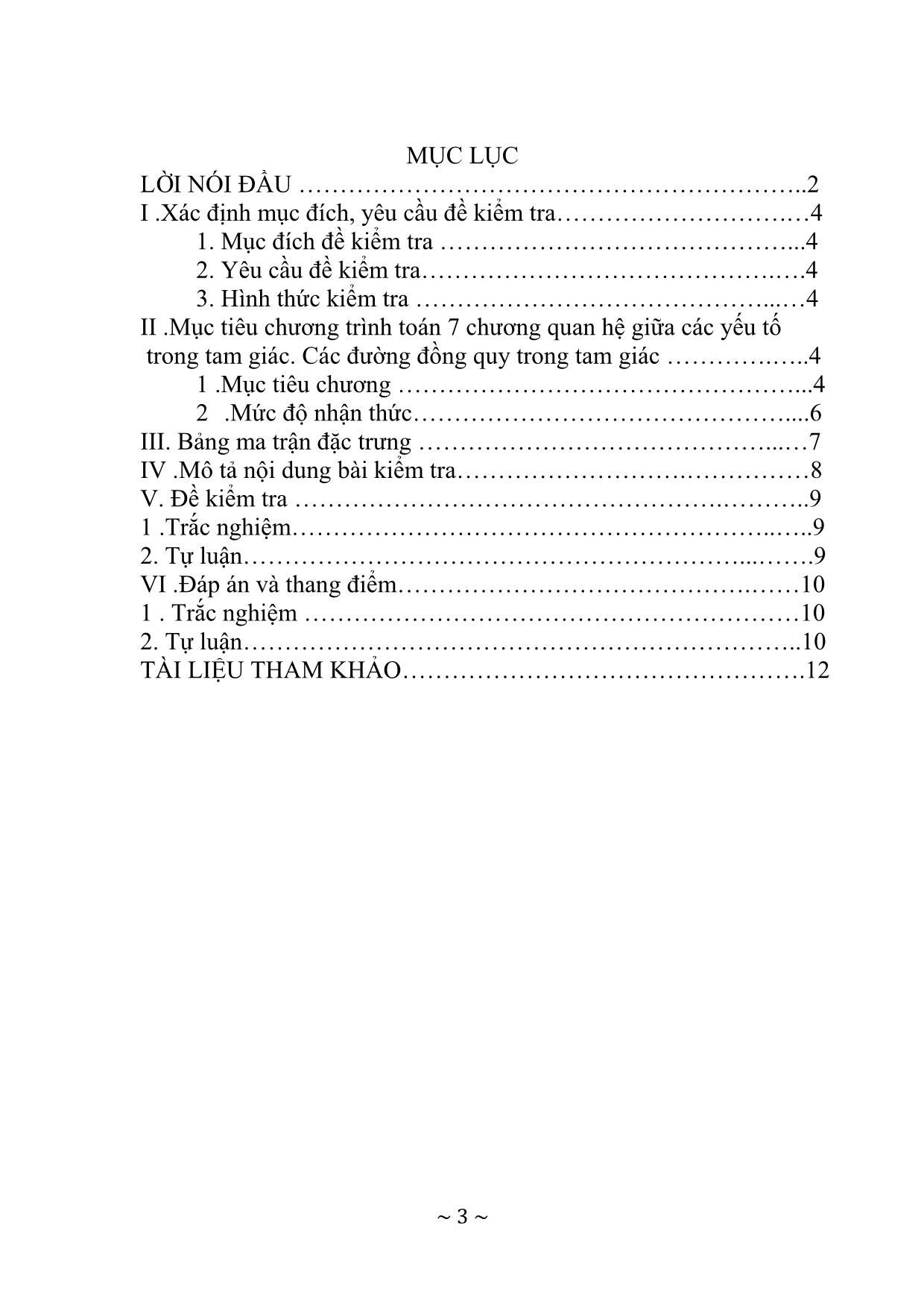 Đề tài Quá trình biên soạn đề kiểm tra 1 tiết - Chủ đề: Quan hệ giữa các yếu tố trong tam giác. Các đường đồng quy của tam giác trang 4