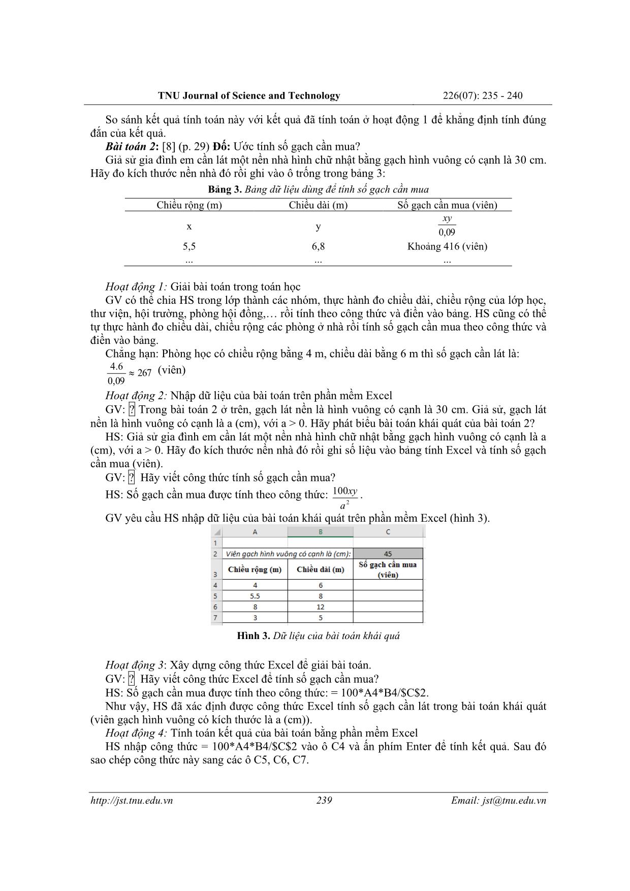 Đề xuất cách khai thác mối quan hệ liên môn Toán - Tin trong dạy học giải một số bài tập về biểu thức đại số cho học sinh Lớp 7 trang 5