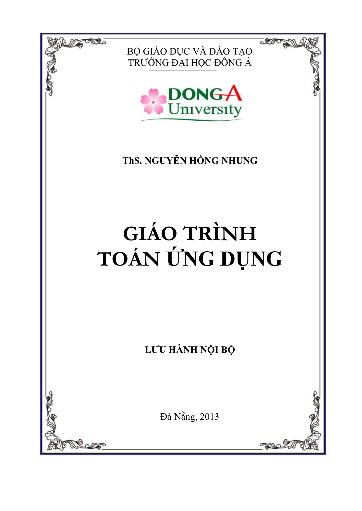 Giáo trình Toán ứng dụng (Bản đẹp) trang 1