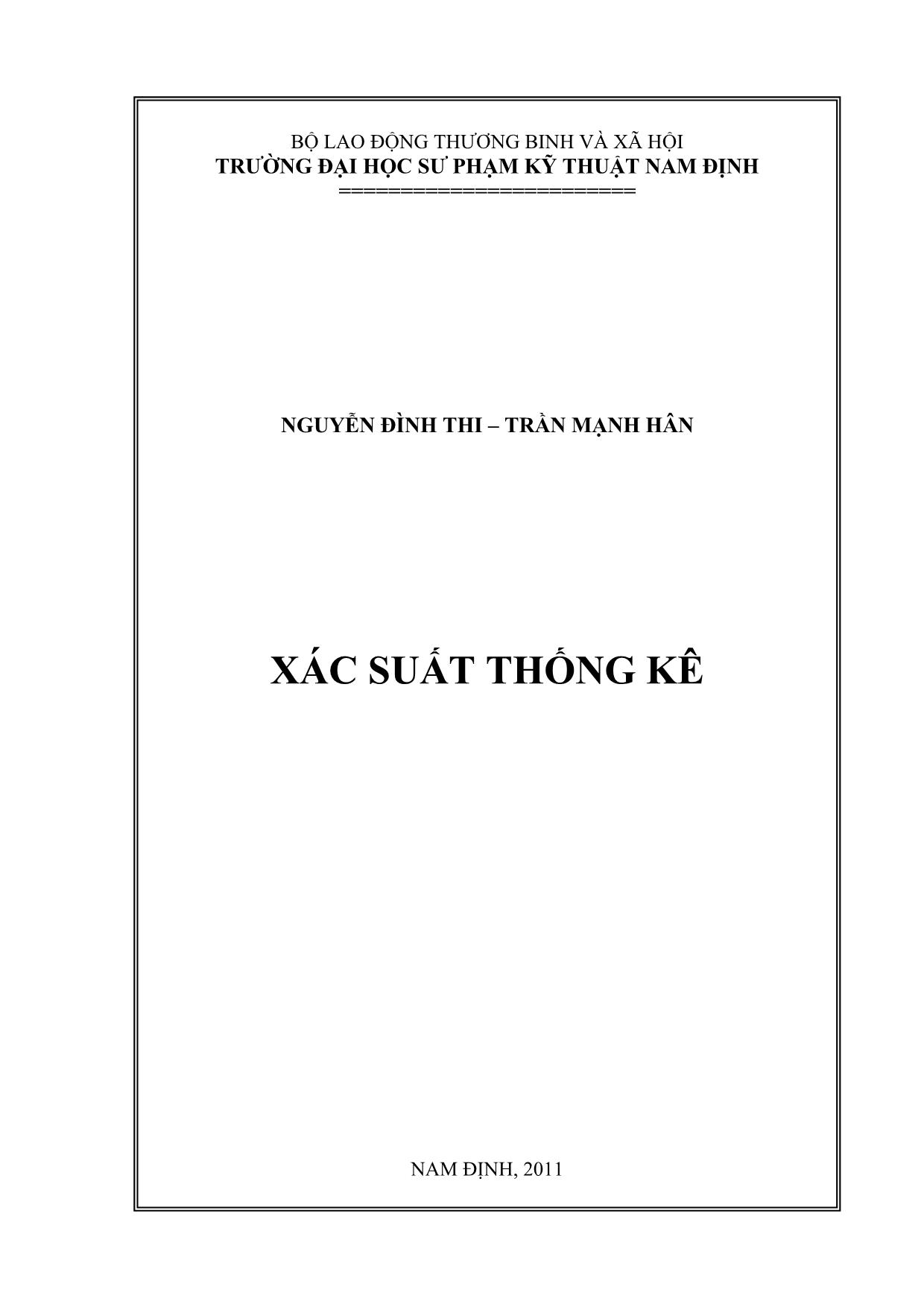 Giáo trình Xác suất thống kê - Phần 1 trang 1