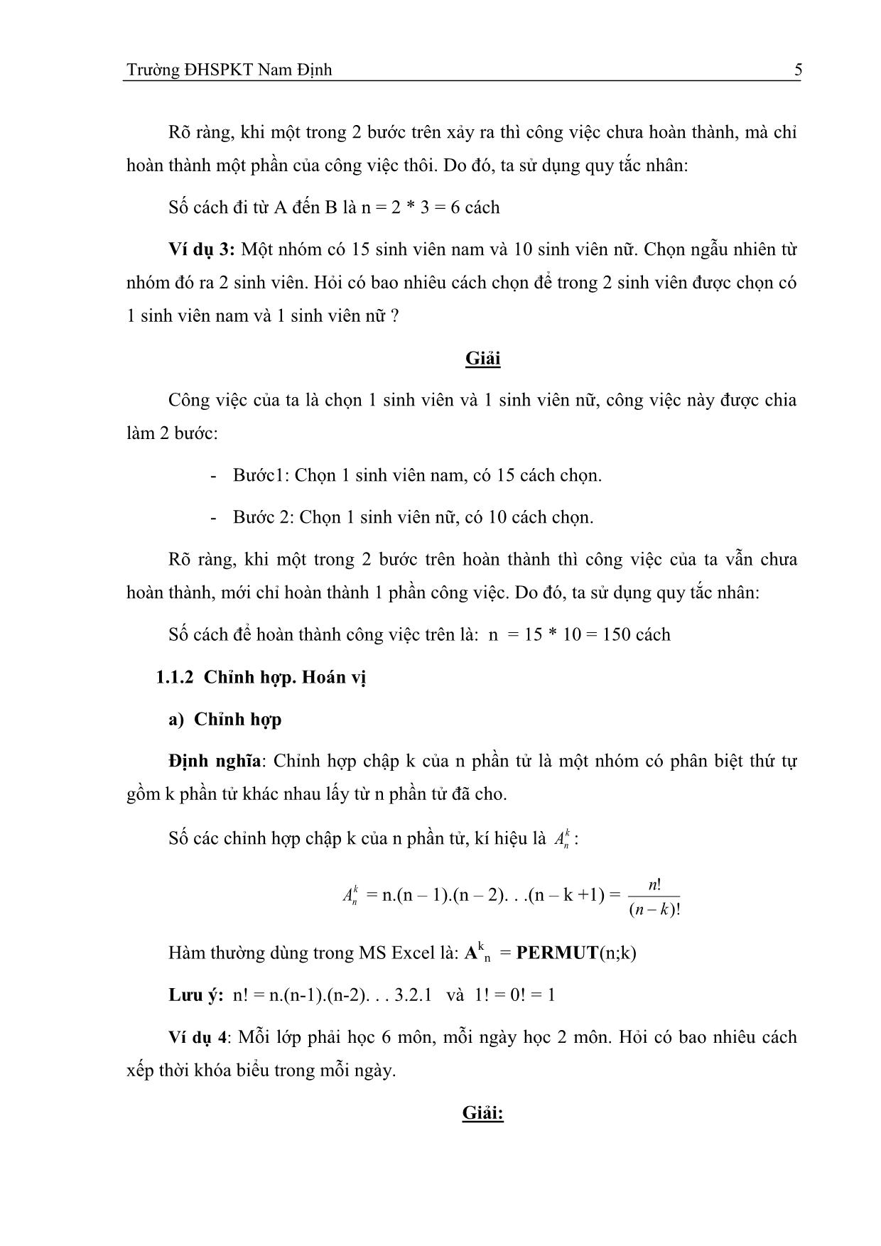 Giáo trình Xác suất thống kê - Phần 1 trang 9