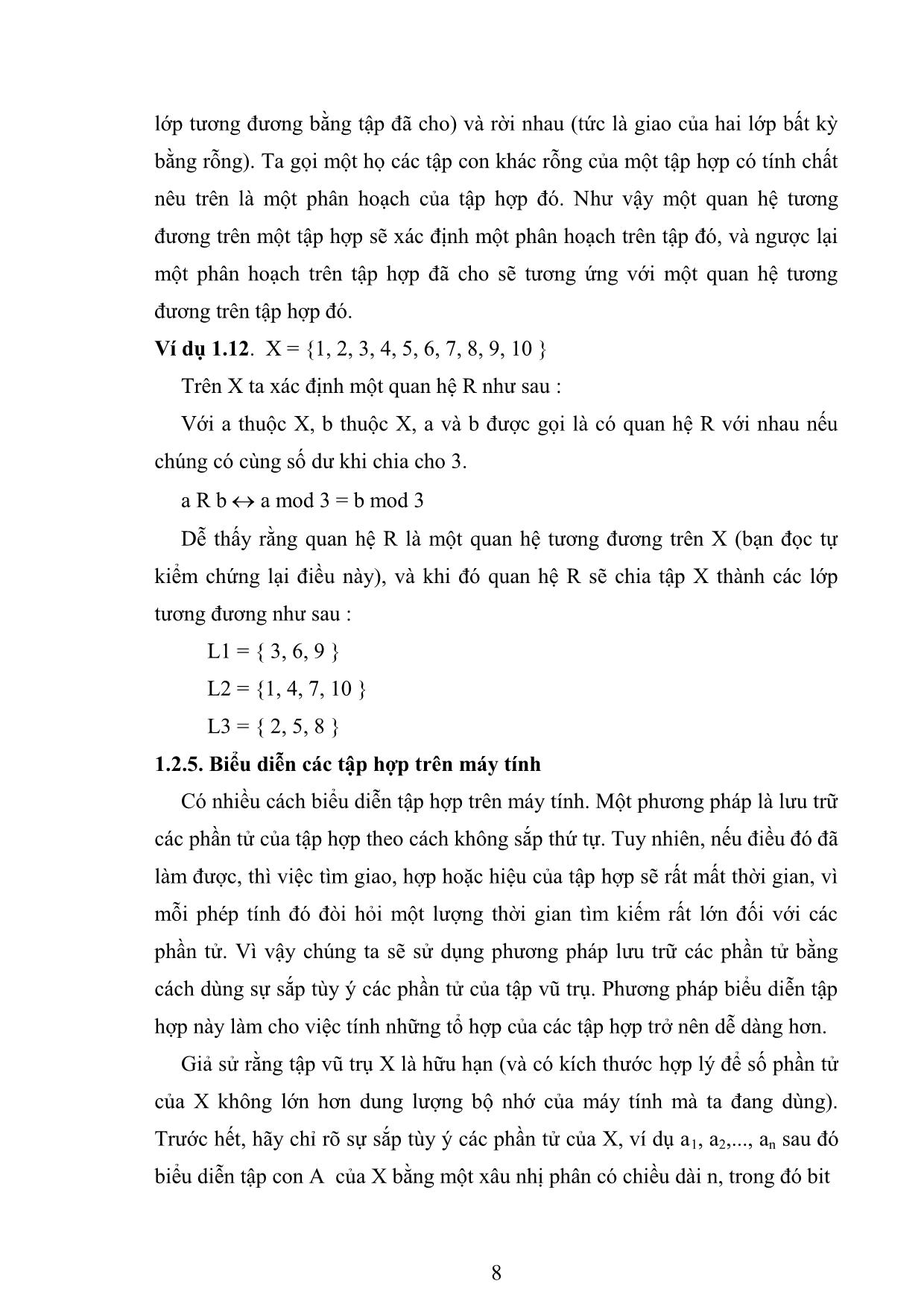Giáo trình Toán rời rạc (Phần 1) trang 8