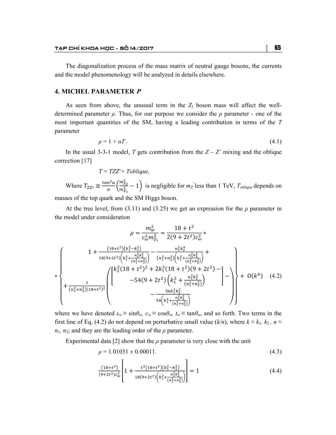 Michel parameter in 3-3-1 model with three lepton singlets trang 9