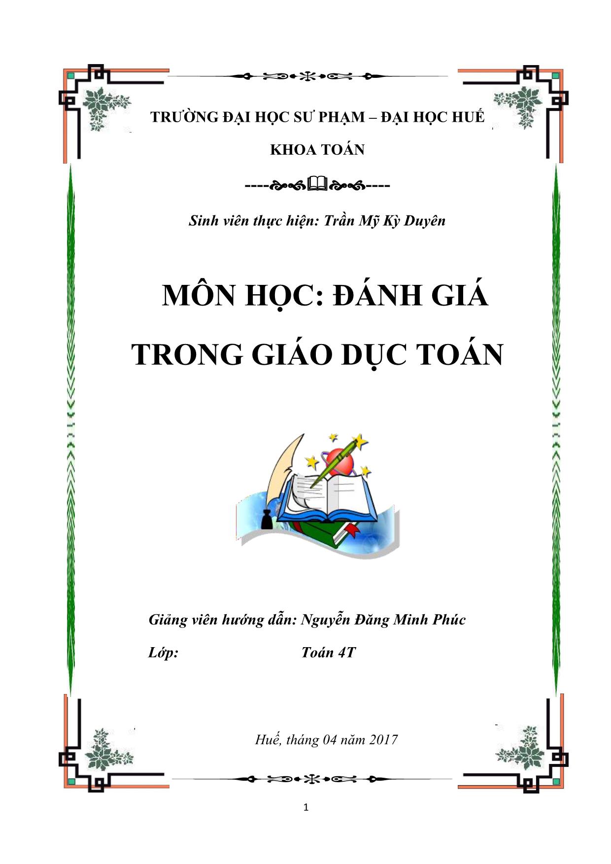 Đề tài Đánh giá trong giáo dục Toán trang 1