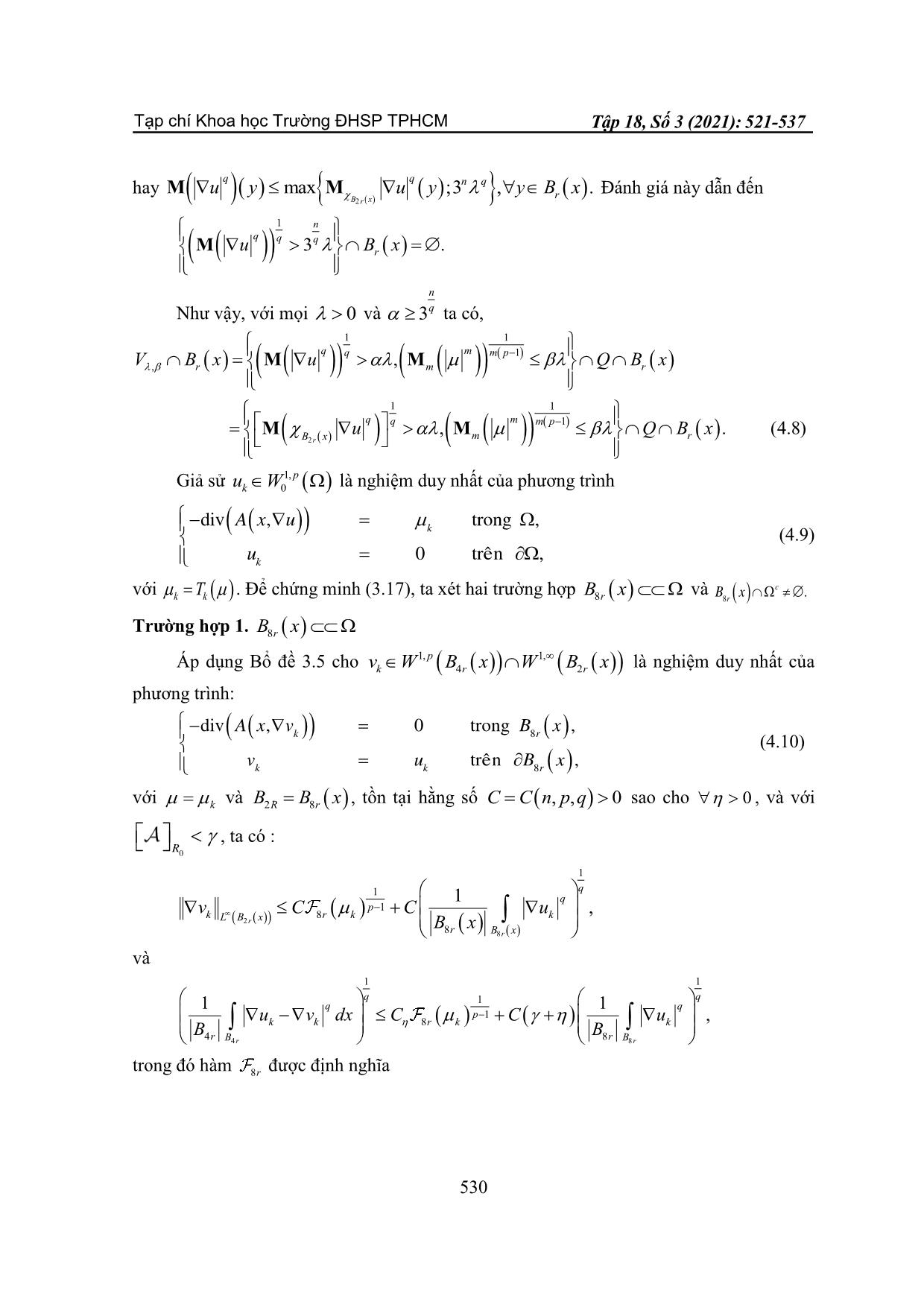 Một đánh giá gradient trong không gian Lorentz cho phương trình p-Laplace dữ liệu độ đo với p gần 1 trang 10