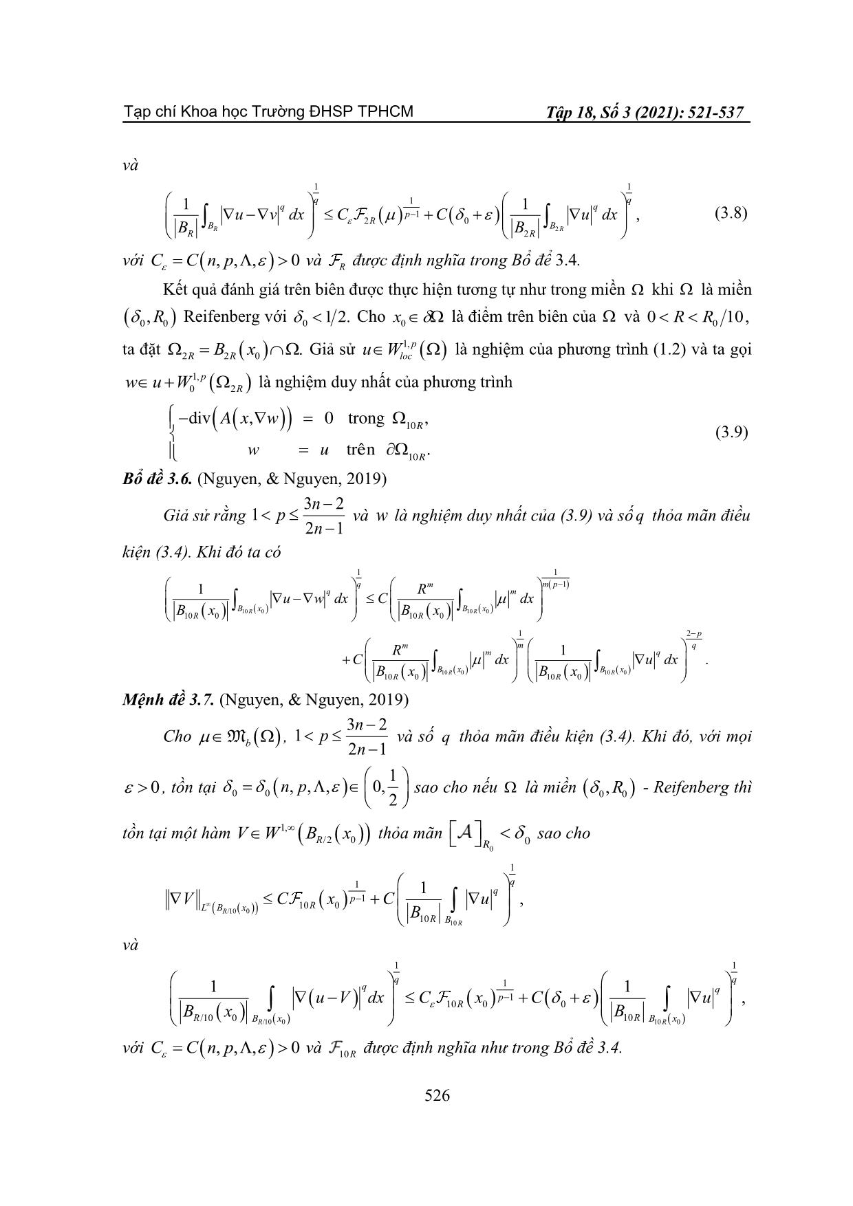 Một đánh giá gradient trong không gian Lorentz cho phương trình p-Laplace dữ liệu độ đo với p gần 1 trang 6