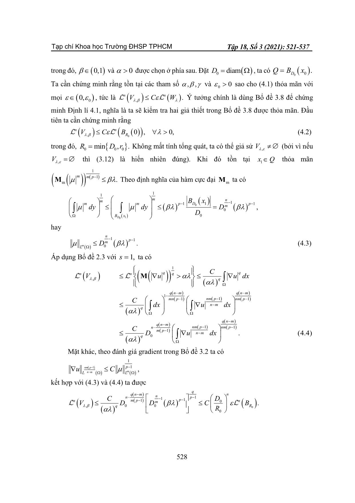 Một đánh giá gradient trong không gian Lorentz cho phương trình p-Laplace dữ liệu độ đo với p gần 1 trang 8