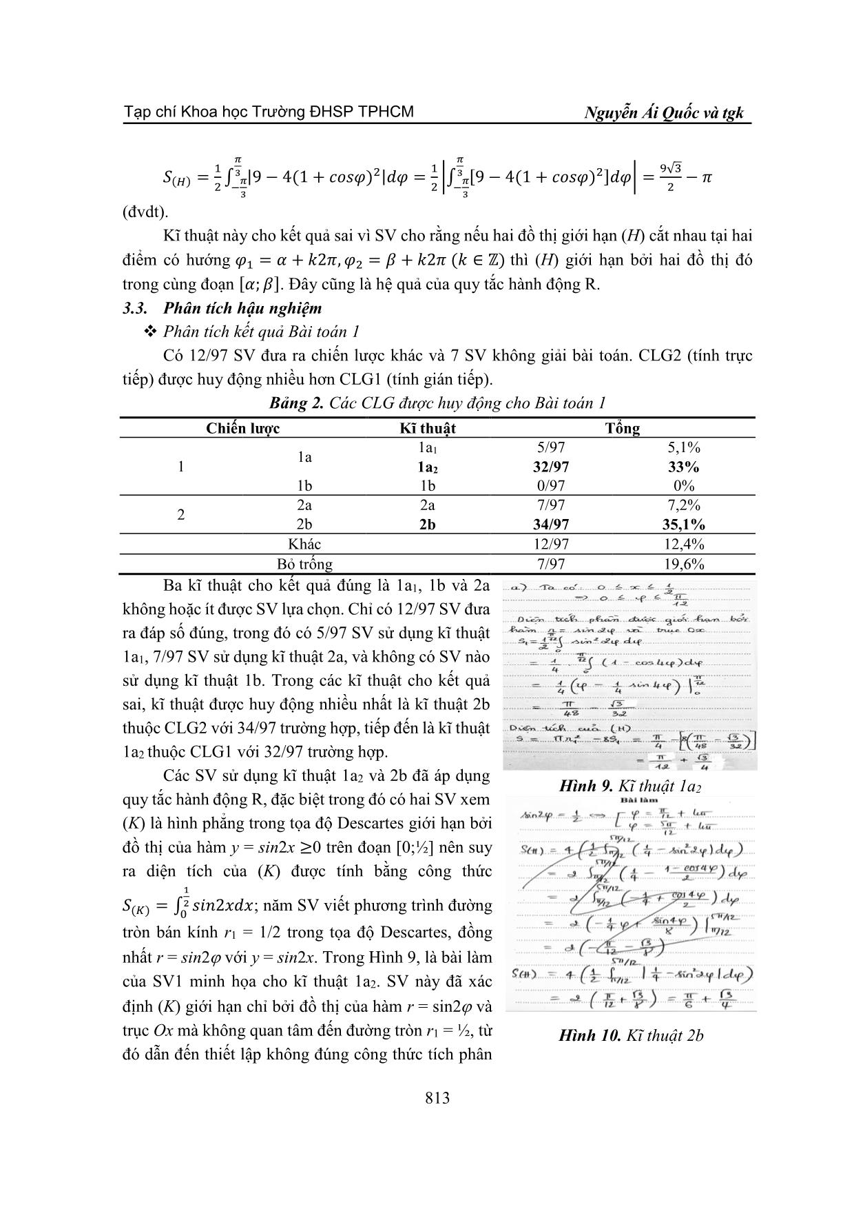 Một nghiên cứu thực nghiệm về sai lầm trong ứng dụng tích phân xác định của hàm một biến thực của sinh viên ngành Toán trang 10