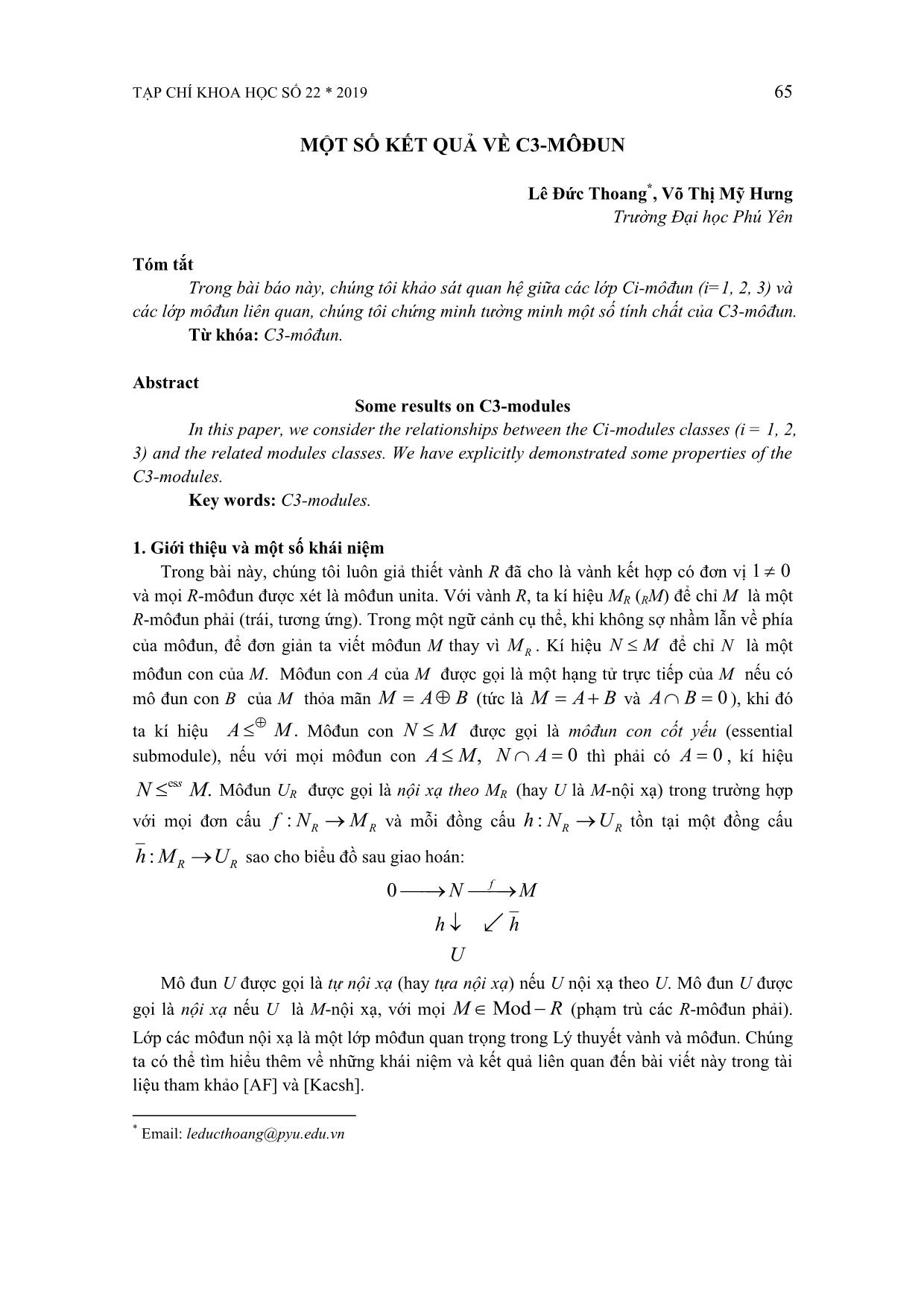 Một số kết quả về C3-môđun trang 1