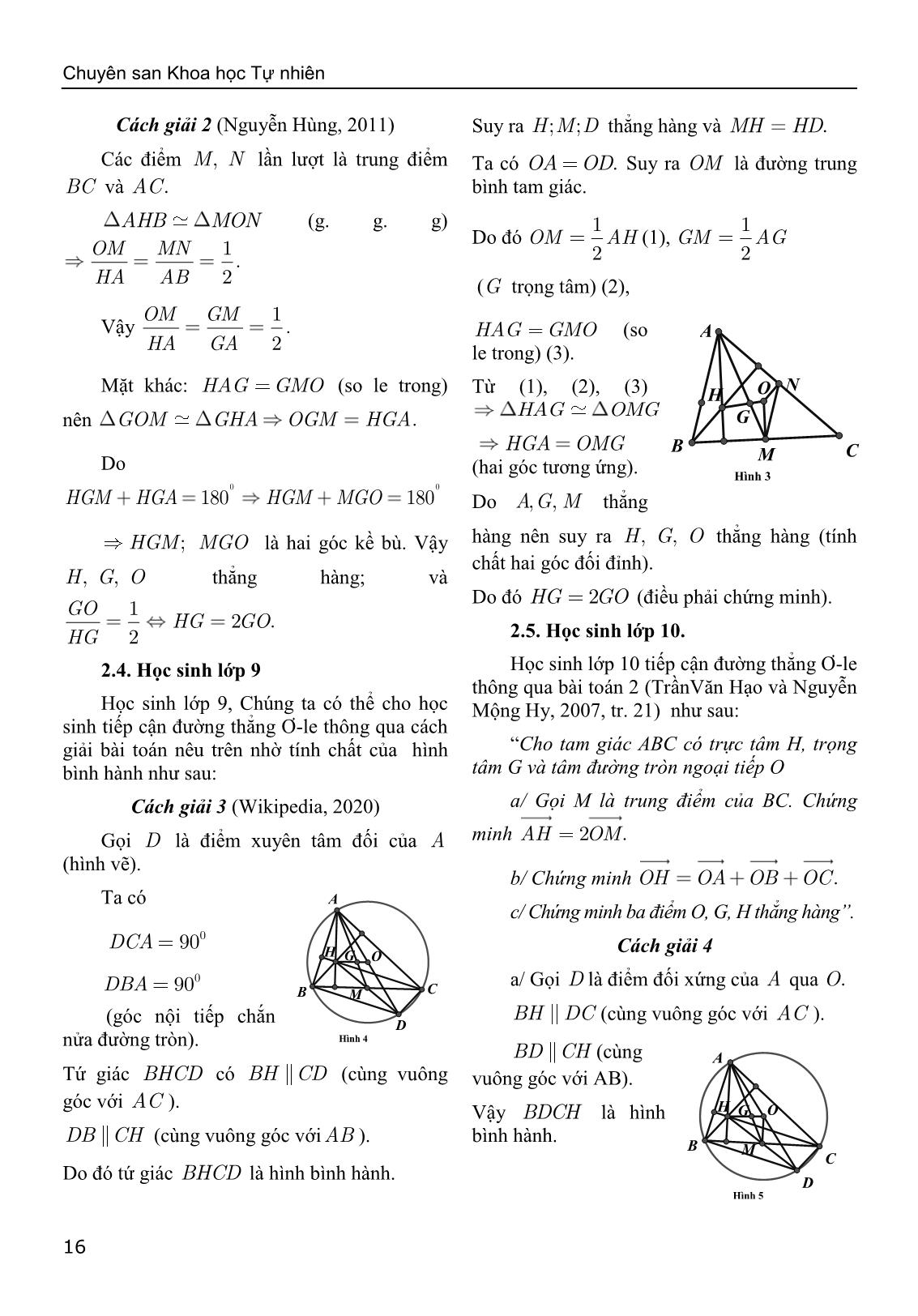 Một số thể hiện đường thẳng Ơ-le trong chương trình toán phổ thông trang 4