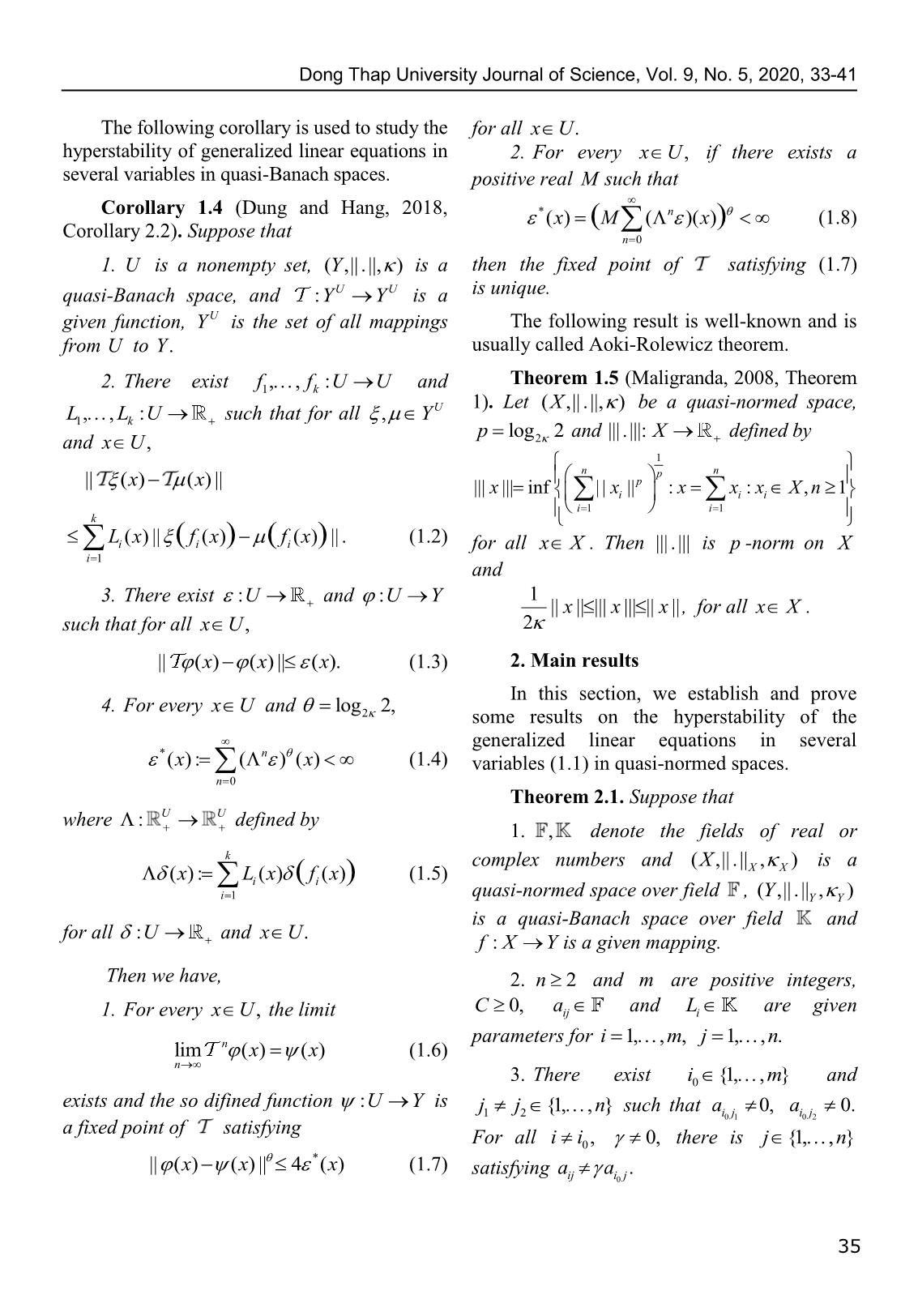Thiết lập tính siêu ổn định của phương trình hàm tuyến tính suy rộng nhiều biến trong không gian tựa chuẩn trang 3