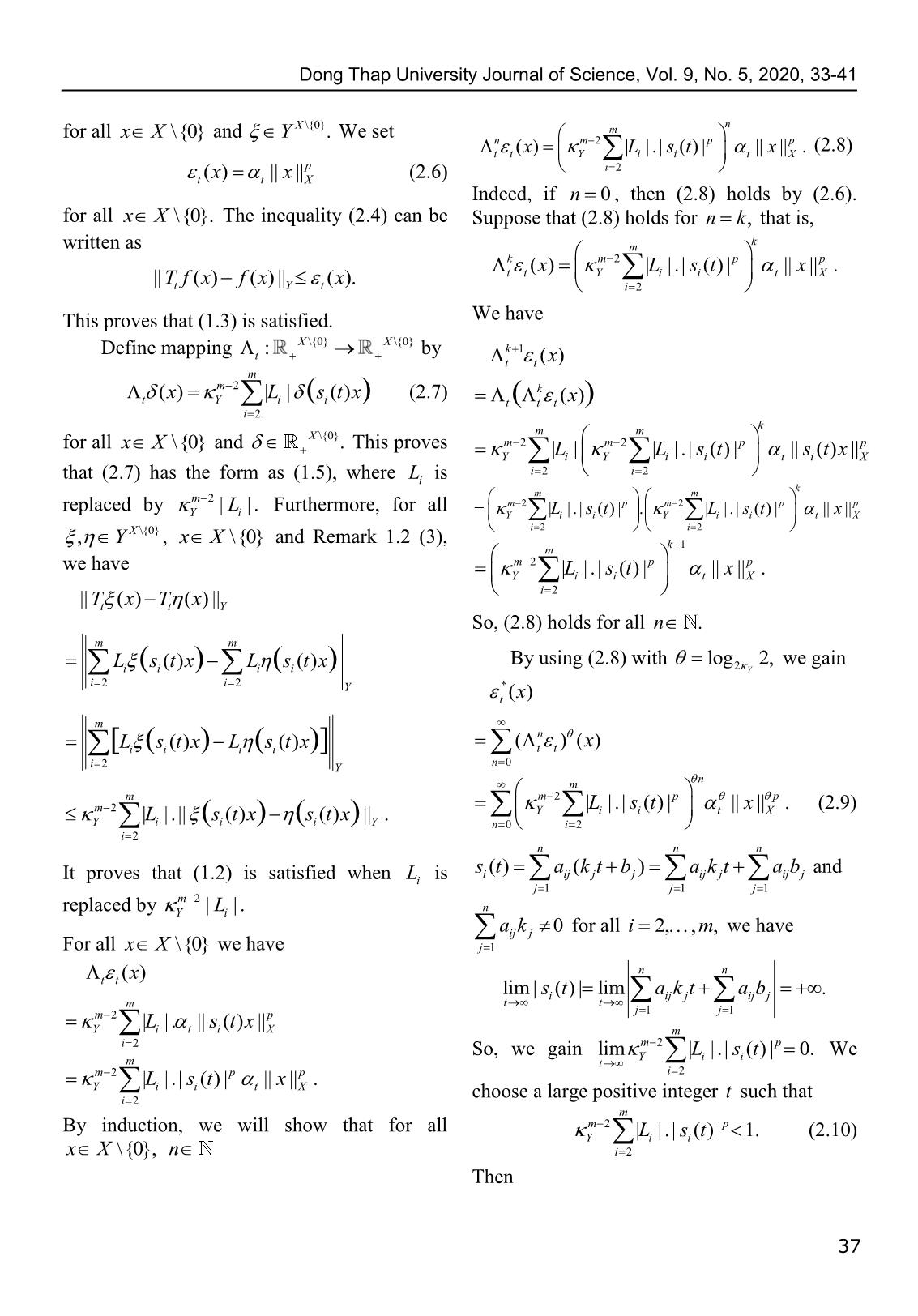 Thiết lập tính siêu ổn định của phương trình hàm tuyến tính suy rộng nhiều biến trong không gian tựa chuẩn trang 5