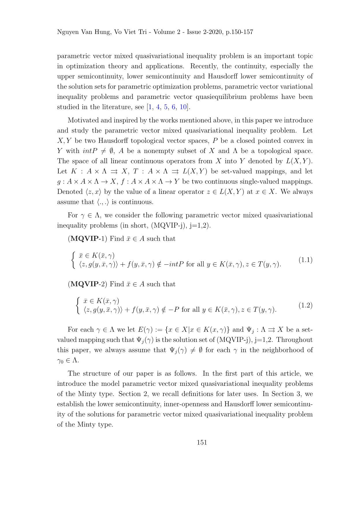 On the lower semicontinuity of the solution mapping for parametric vector mixed quasivariational inequality problem of the Minty type trang 2