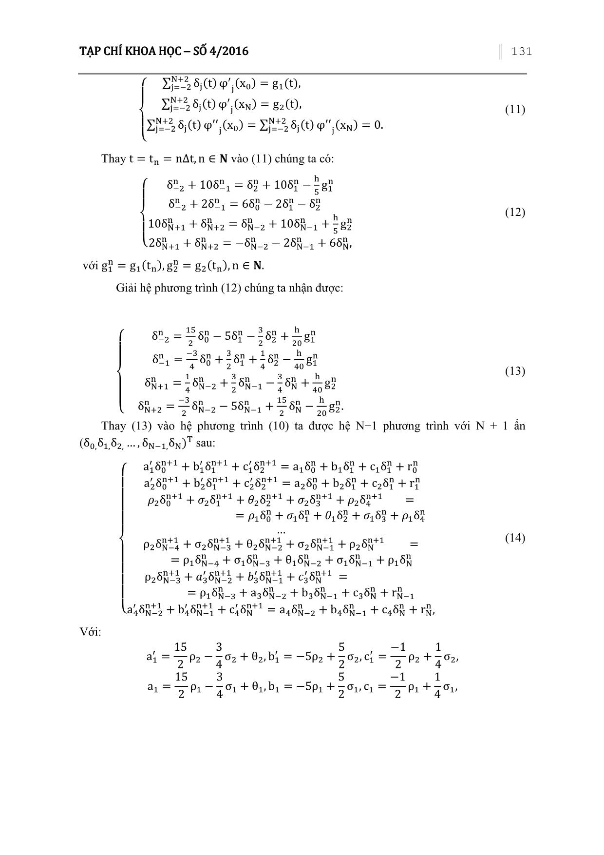 Phương pháp Collocation với cơ sở B-Spline bậc năm giải phương trình truyền nhiệt một chiều trang 4