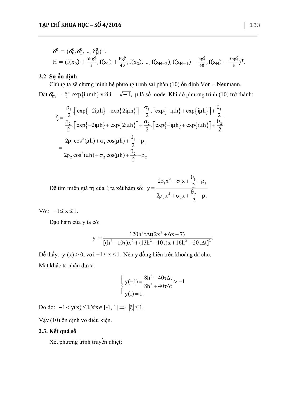 Phương pháp Collocation với cơ sở B-Spline bậc năm giải phương trình truyền nhiệt một chiều trang 6