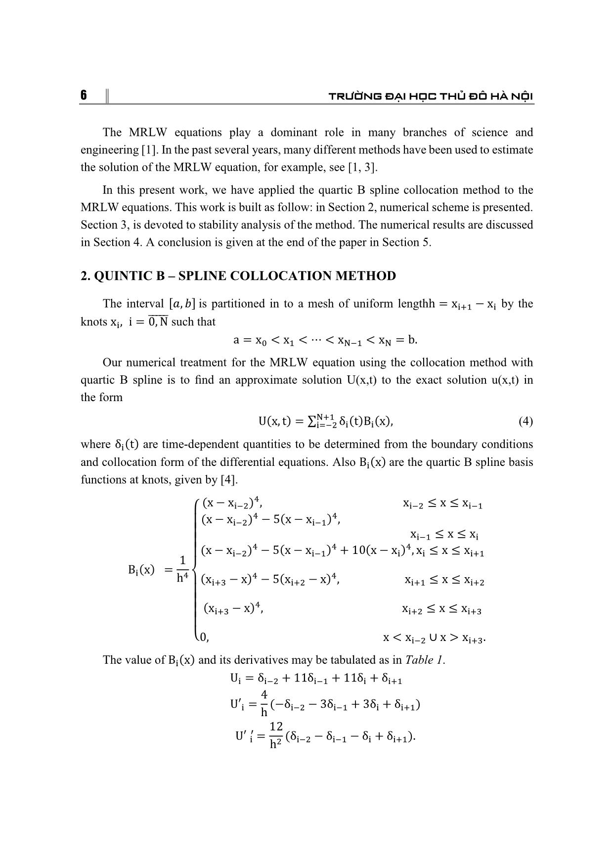 Quartic B splines collocation method for numerical solution of the MRLW equation trang 2