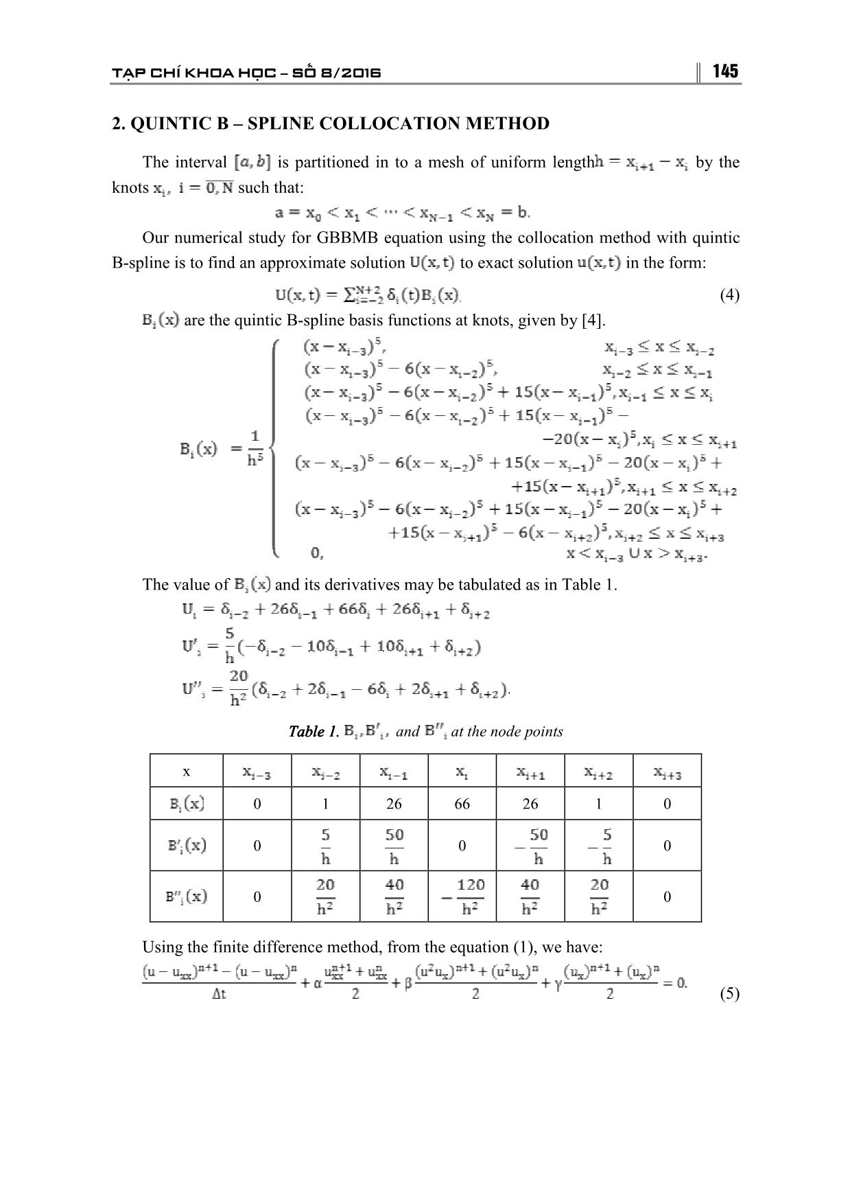 Quintic B-spline collocation method for numerical solution of the Generalized Benjamin-Bona-MahonyBurgers equation trang 2