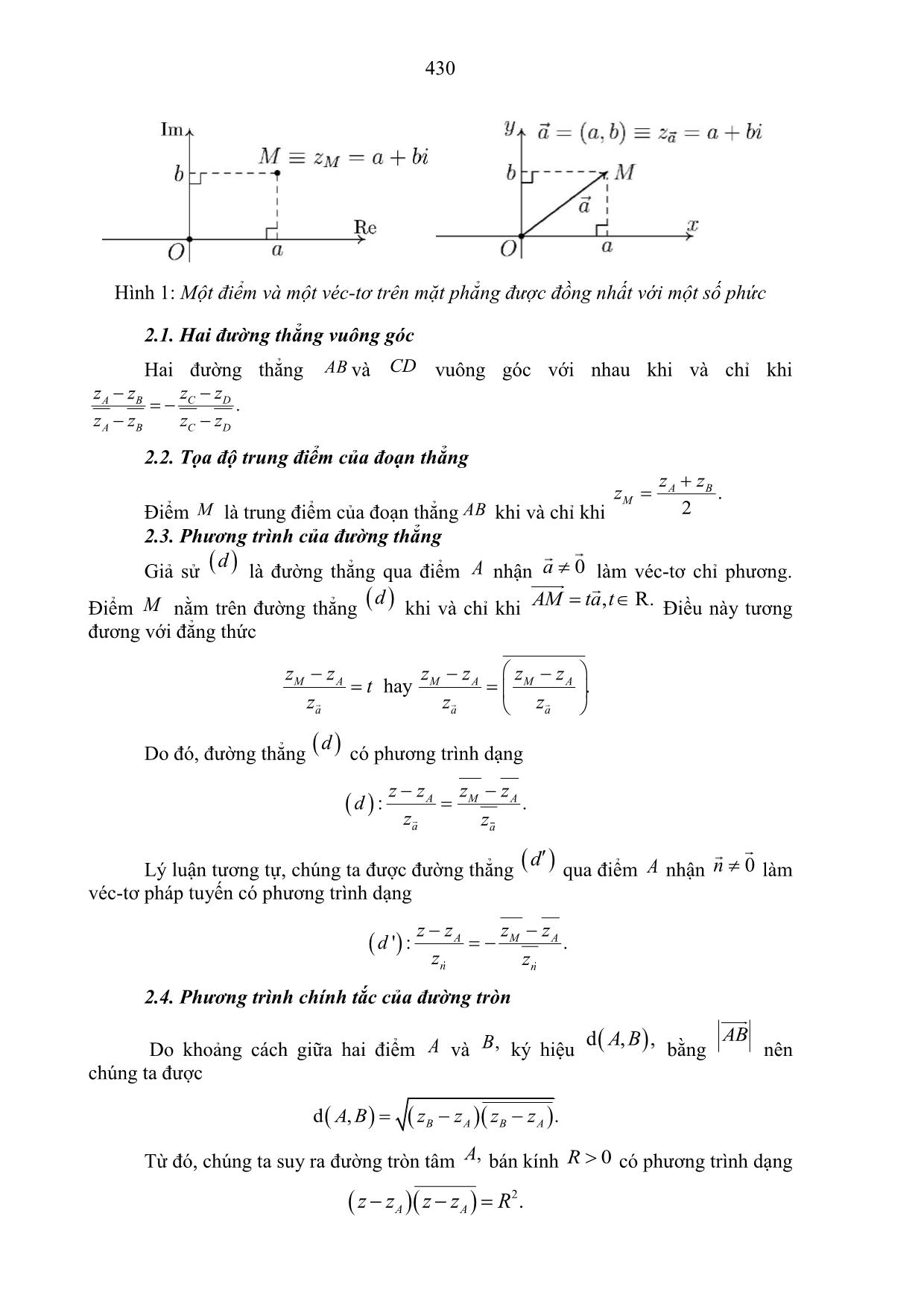 Sử dụng số phức vào giải câu hình học phẳng trong đề thi tuyển sinh Đại học môn Toán và đề thi học sinh giỏi trang 2