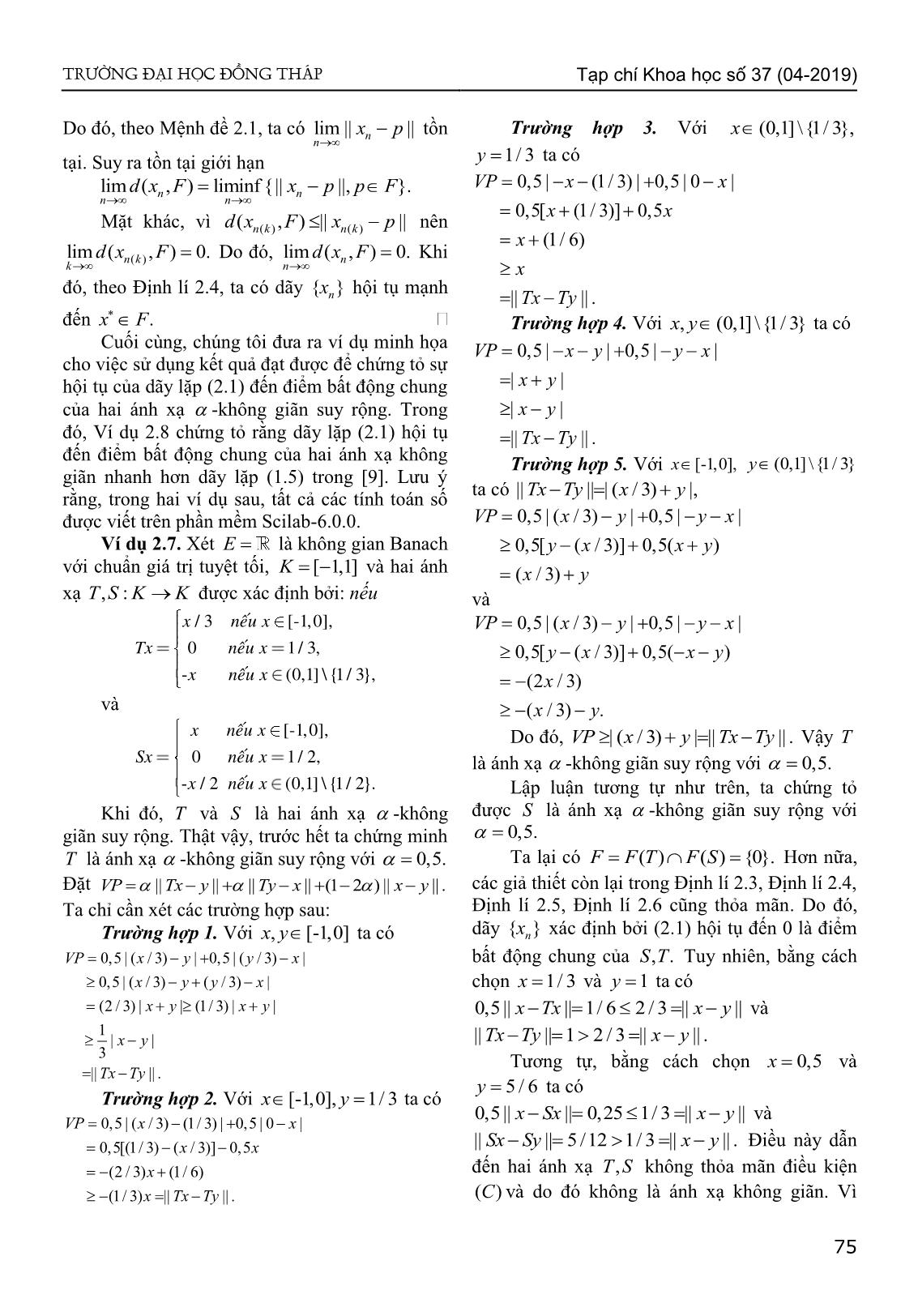 Sự hội tụ của dãy lặp kiểu Agarwal đến điểm bất động chung của hai ánh xạ - Không giãn suy rộng trong không gian Banach lồi đều trang 6