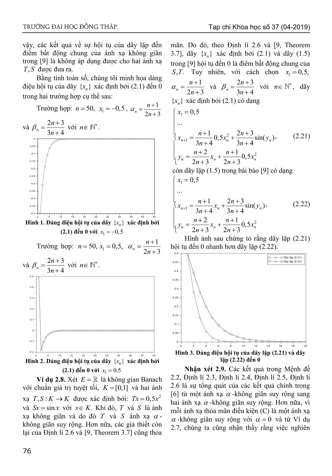 Sự hội tụ của dãy lặp kiểu Agarwal đến điểm bất động chung của hai ánh xạ - Không giãn suy rộng trong không gian Banach lồi đều trang 7