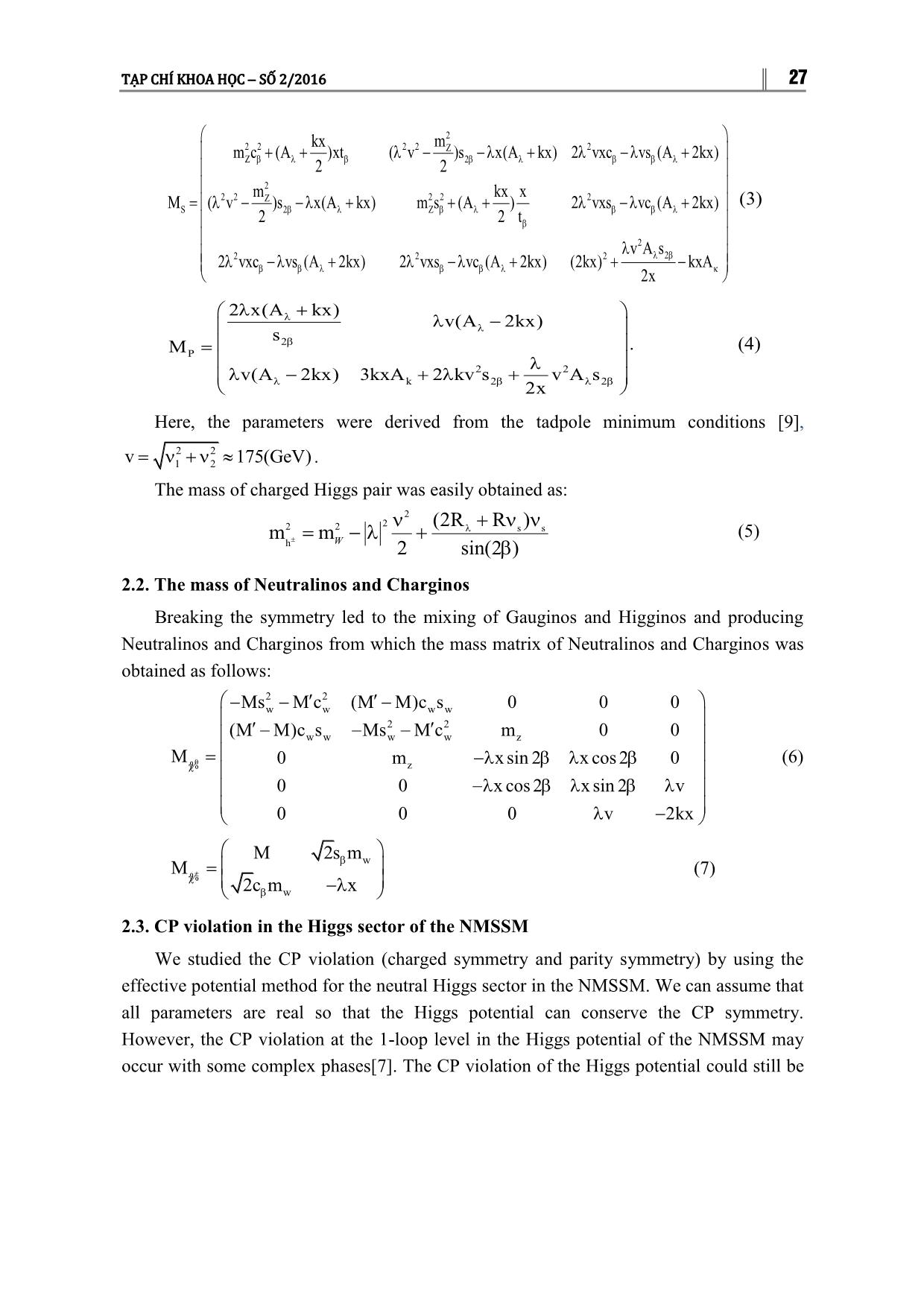 The influence of CP violation on the mass of some particles in the NMSSM trang 3