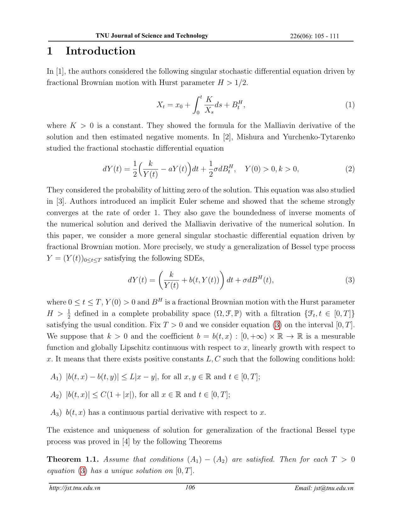 Đạo hàm Malliavin của quá trình Bessel phân thứ dạng tổng quát trang 2