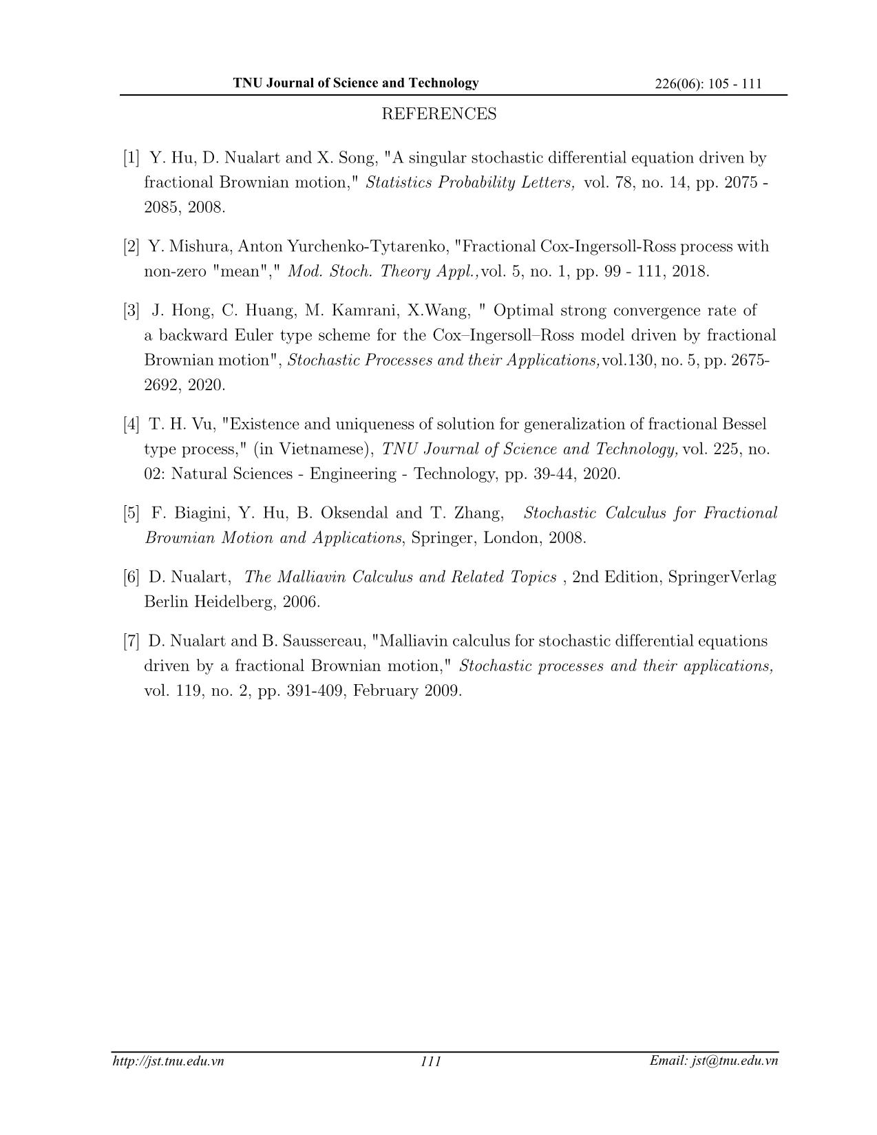 Đạo hàm Malliavin của quá trình Bessel phân thứ dạng tổng quát trang 7