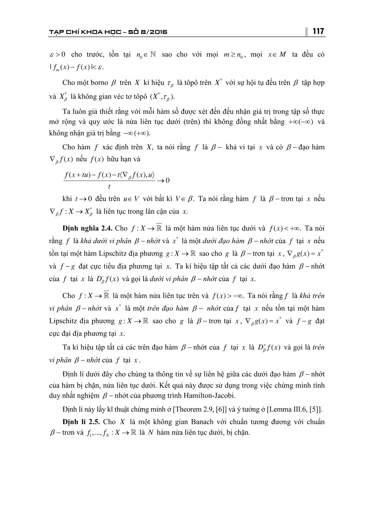 Tính duy nhất nghiệm của β - Nhớt của phương trình Hamilton-Jacobi trong không gian Banach trang 3