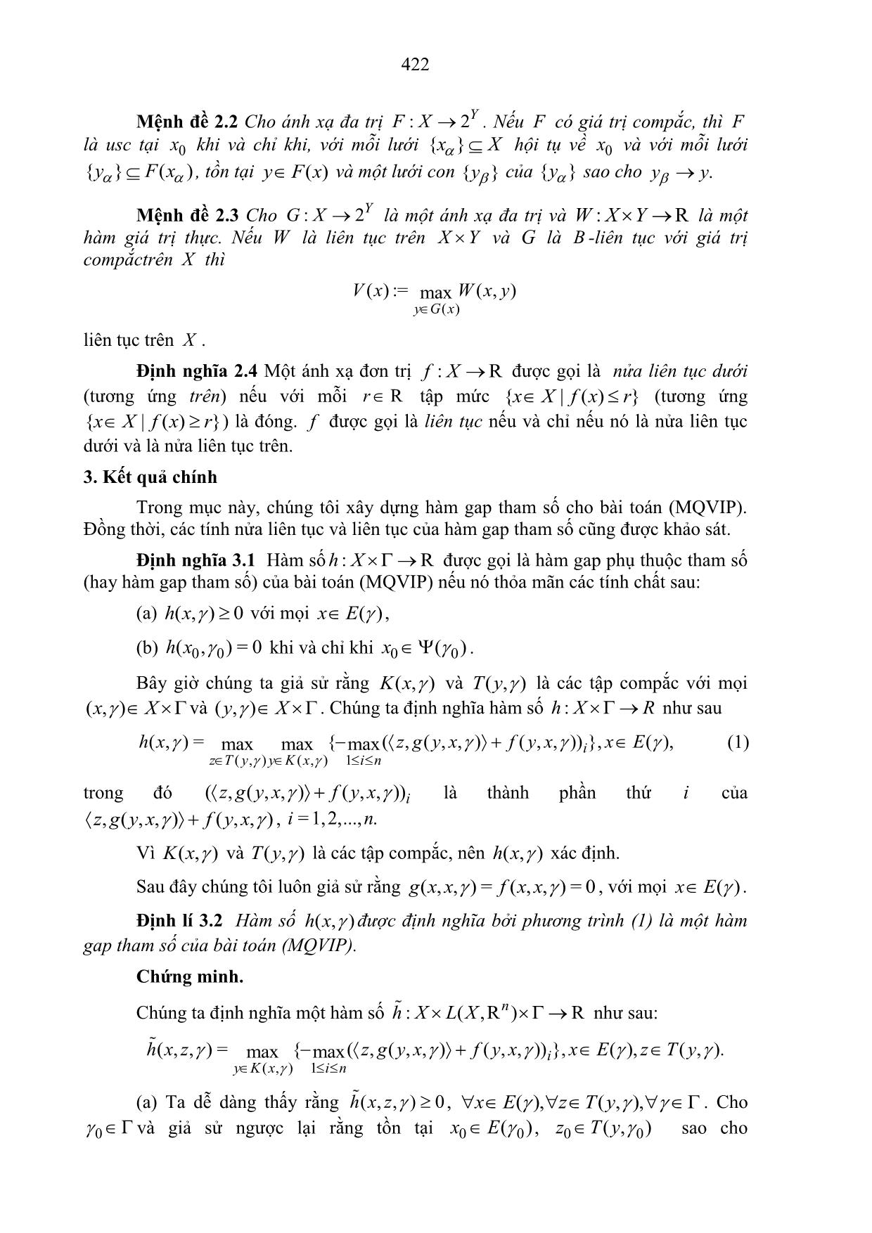 Tính liên tục của hàm gap cho bài toán bất đẳng thức tựa biến phân loại Minty trang 3