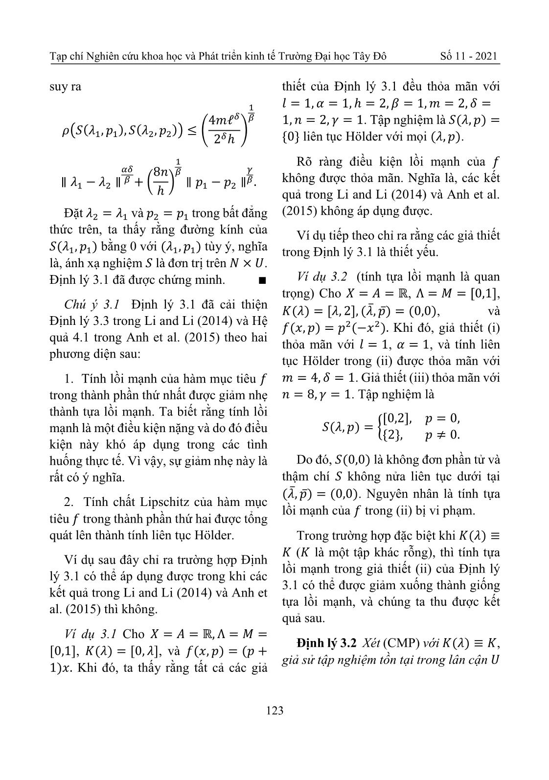 Tính liên tục Holder của ánh xạ nghiệm bài toán cực tiểu hóa có điều kiện trang 7