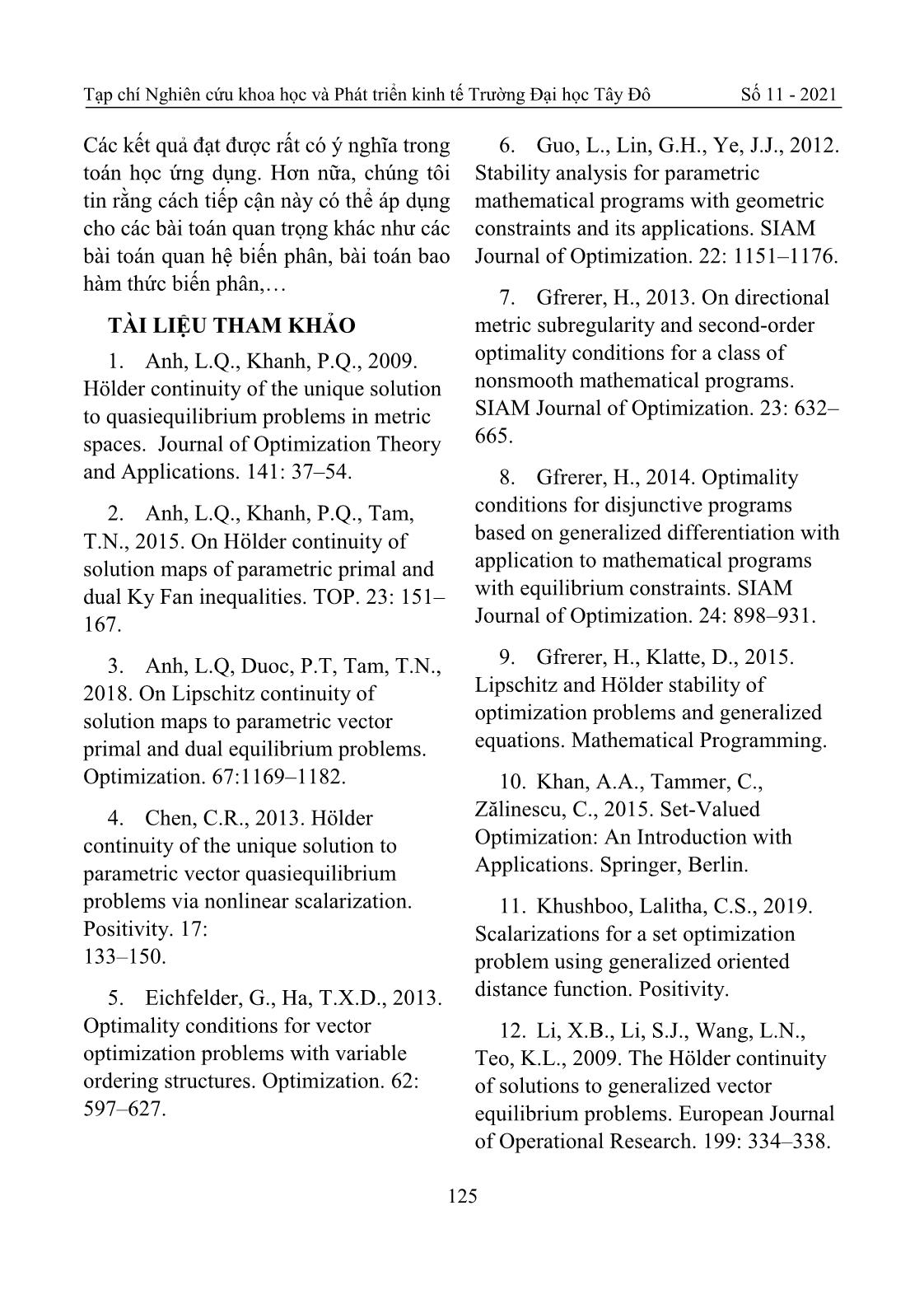 Tính liên tục Holder của ánh xạ nghiệm bài toán cực tiểu hóa có điều kiện trang 9
