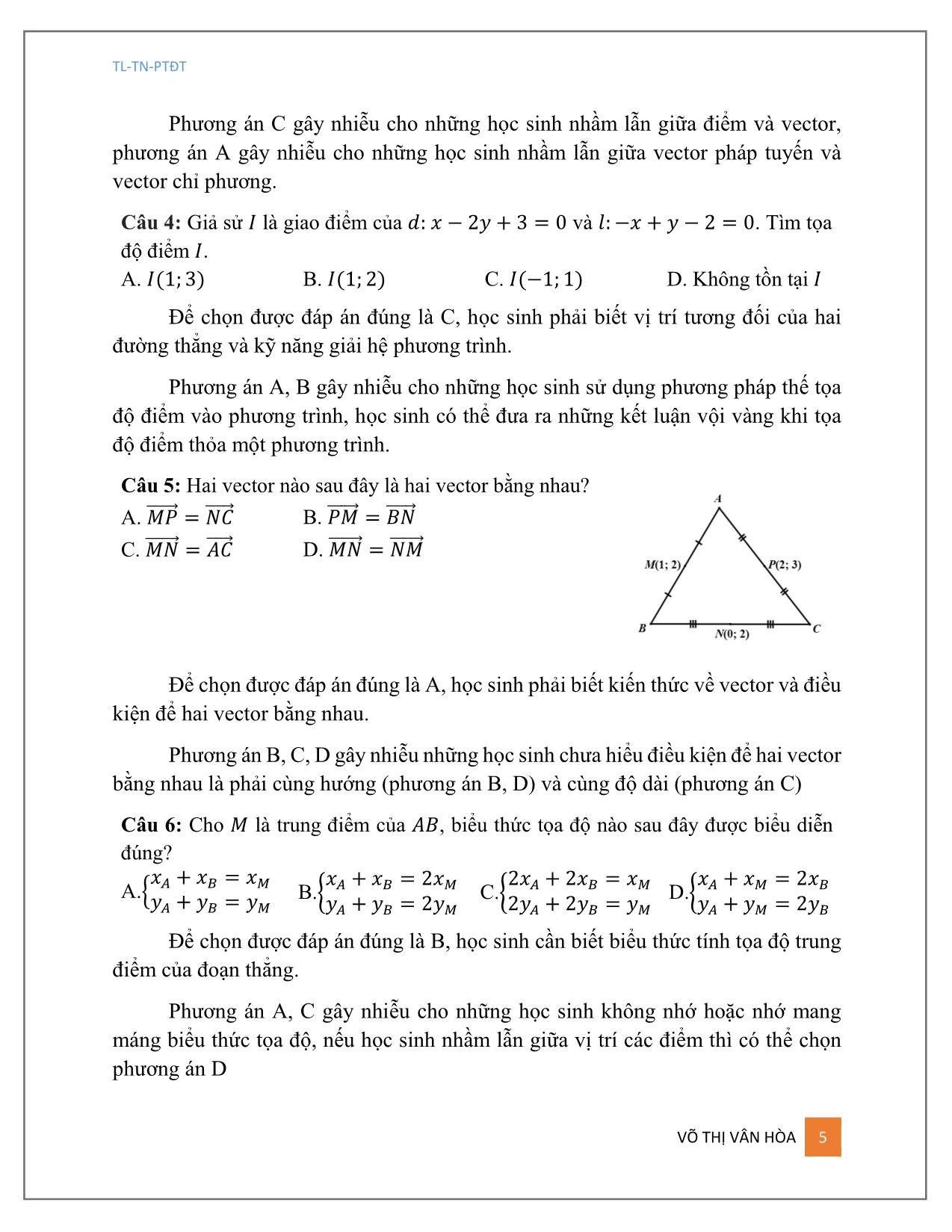 Từ câu hỏi truyền thống đến trắc nghiệm khách quan - Chủ đề: Phương pháp tọa độ trong mặt phẳng trang 6