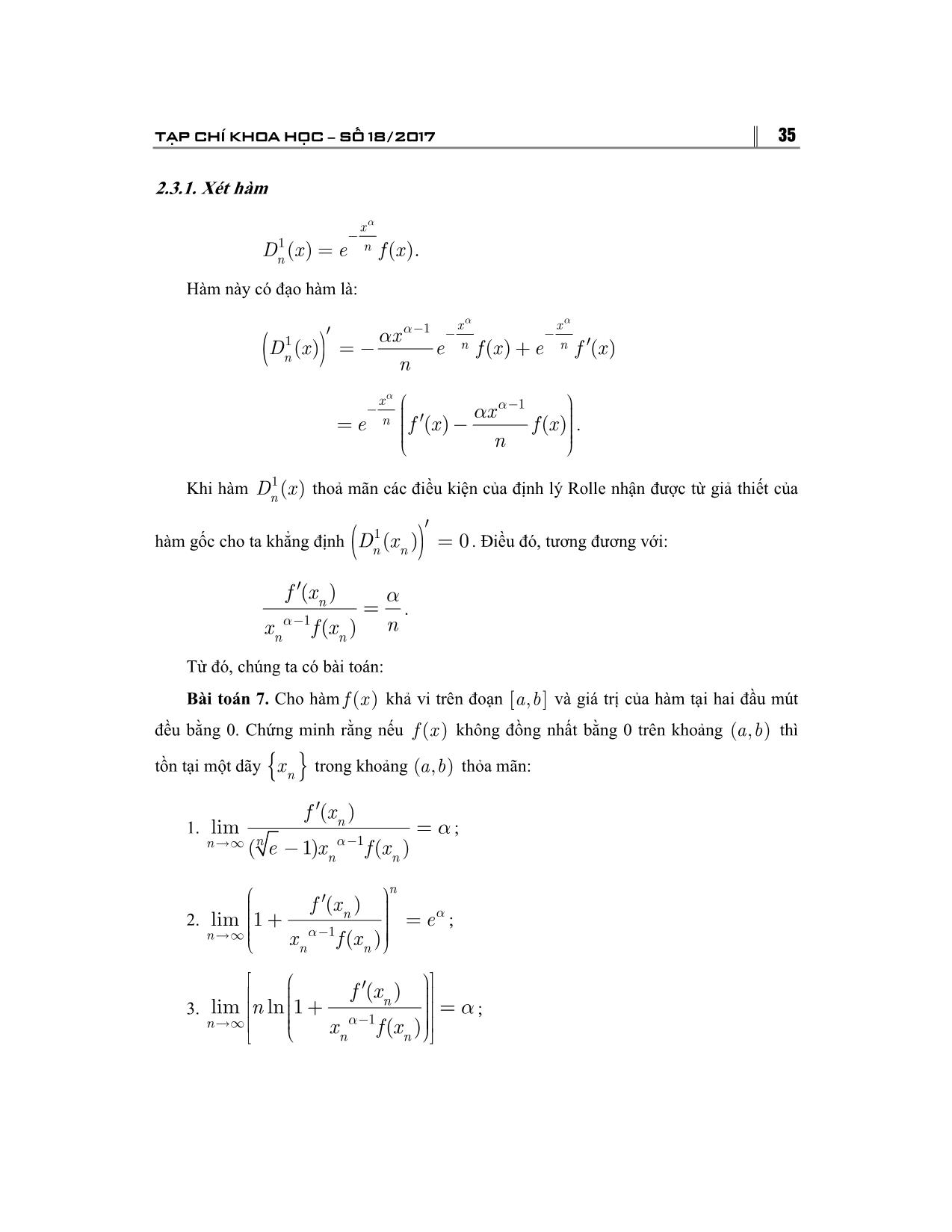 Ứng dụng của định giá trị trung bình trong một số bài toán về giới hạn dãy số trang 5