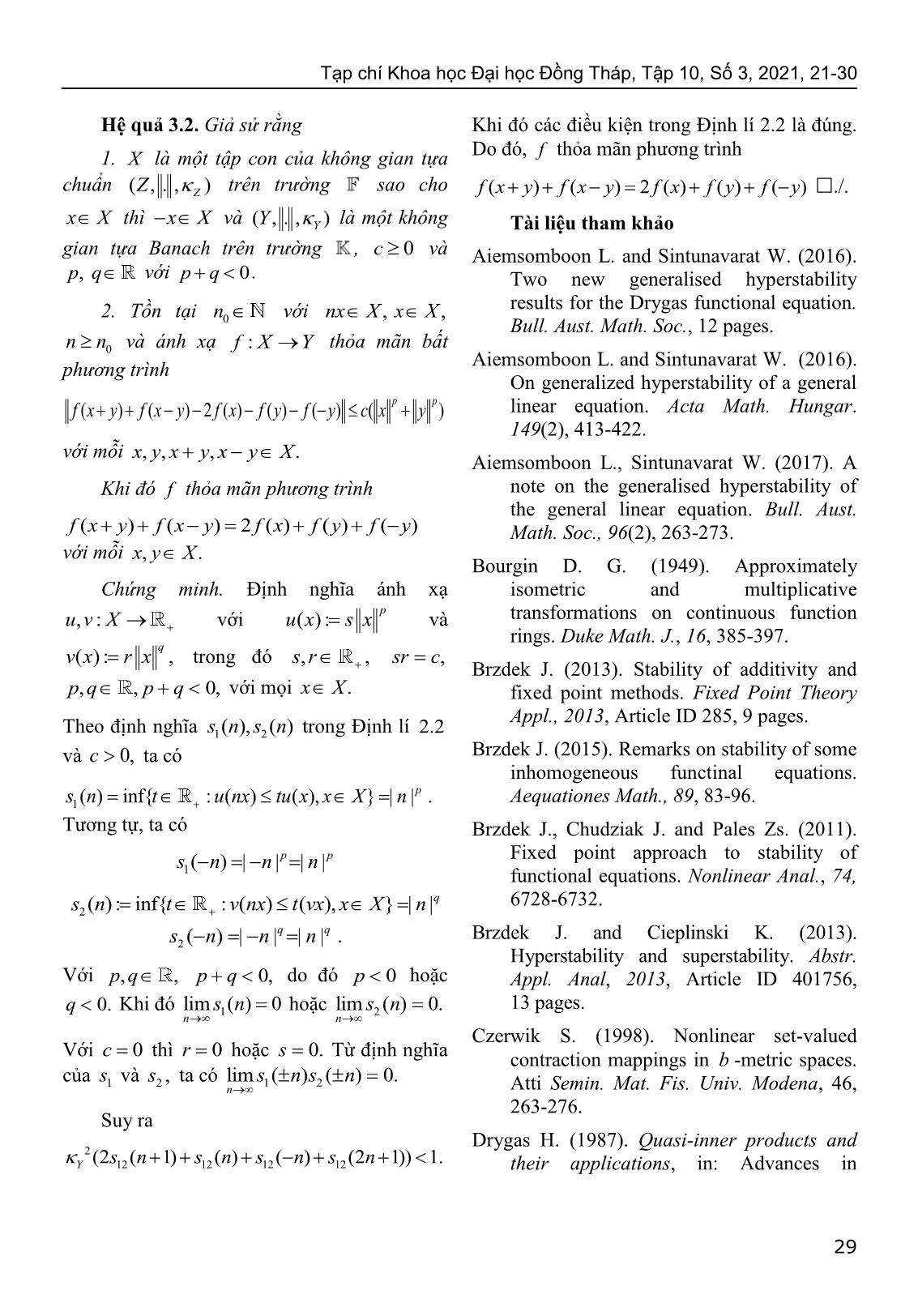 Về tính siêu ổn định suy rộng cho phương trình hàm Drygas trang 9