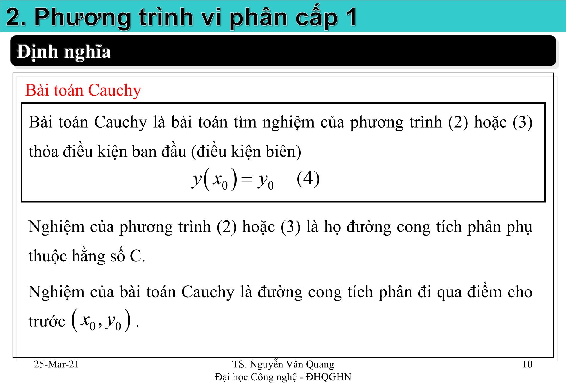 Bài giảng Giải tích II - Chương 7: Phương trình vi phân - Nguyễn Văn Quang trang 10