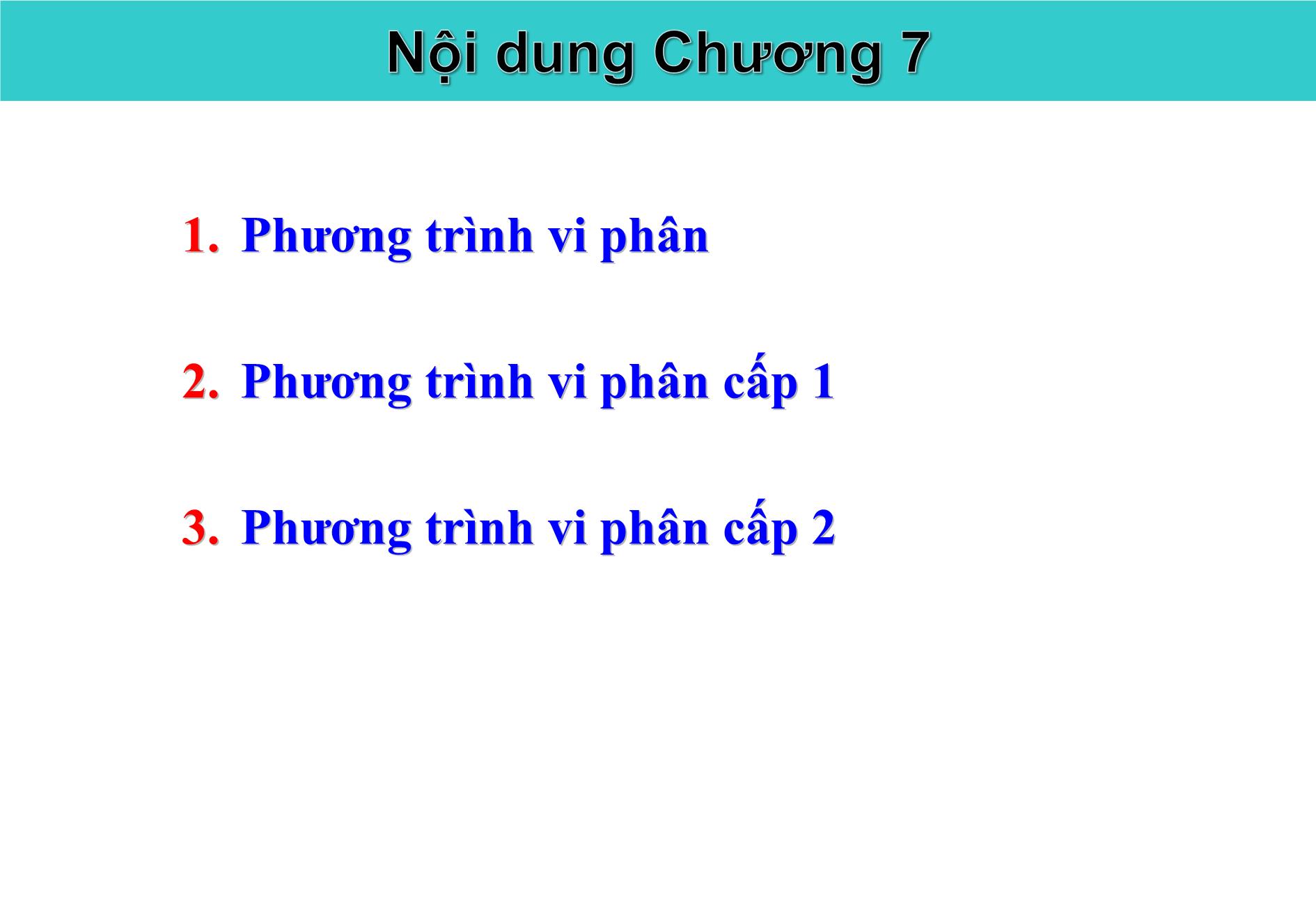 Bài giảng Giải tích II - Chương 7: Phương trình vi phân - Nguyễn Văn Quang trang 1