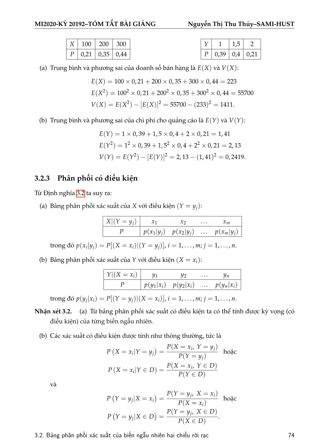 Bài giảng Xác suất thống kê - Chương 3: Biến ngẫu nhiên nhiều chiều - Nguyễn Thị Thu Thủy trang 5
