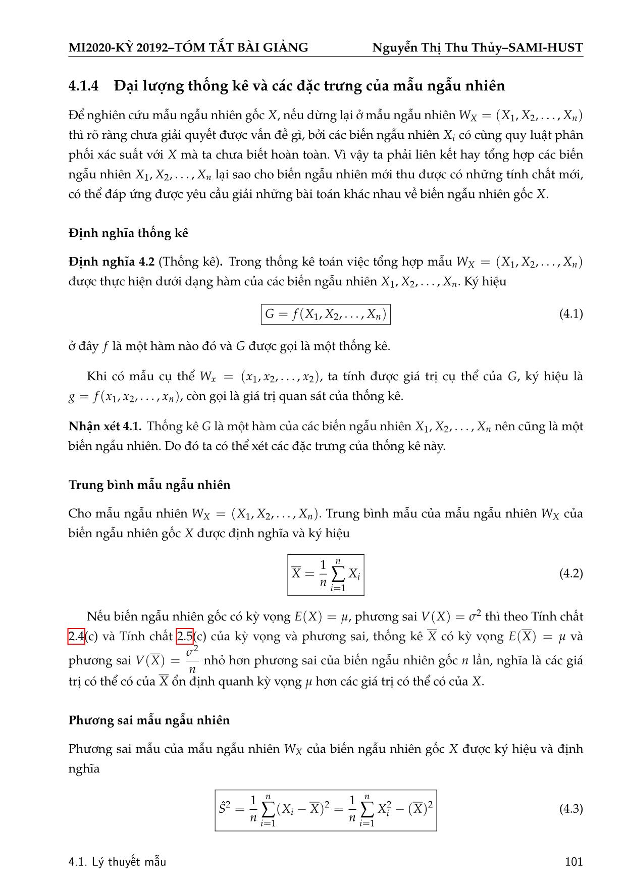 Bài giảng Xác suất thống kê - Chương 4: Thống kê. Ước lượng tham số - Nguyễn Thị Thu Thủy trang 6