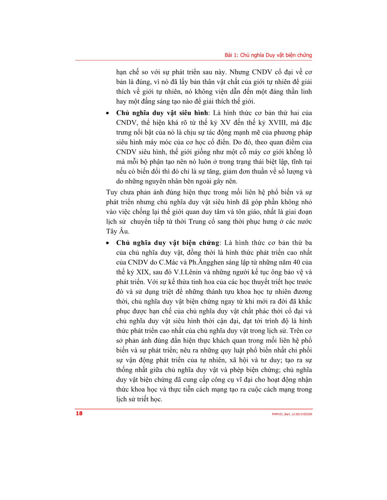 Bài giảng Những nguyên lý cơ bản của chủ nghĩa Mác-Lênin - Bài 1: Chủ nghĩa Duy vật biện chứng trang 4