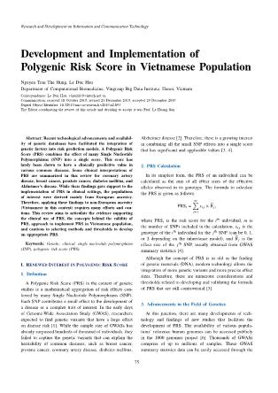 Development and implementation of polygenic risk score in Vietnamese population Development and implementation of polygenic risk score in Vietnamese population