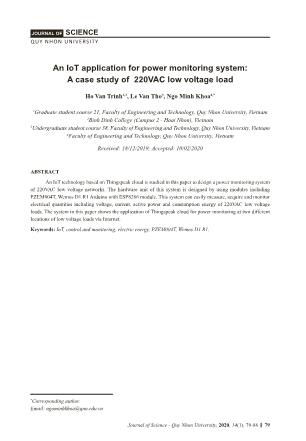 An IoT application for power monitoring system: A case study of 220VAC low voltage load