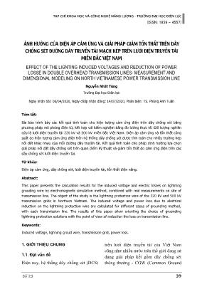 Ảnh hưởng của điện áp cảm ứng và giải pháp giảm tổn thất trên dây chống sét đường dây truyền tải mạch kép trên lưới điện truyền tải miền Bắc Việt Nam