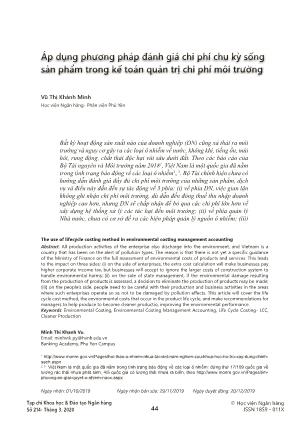 Áp dụng phương pháp đánh giá chi phí chu kỳ sống sản phẩm trong kế toán quản trị chi phí môi trường