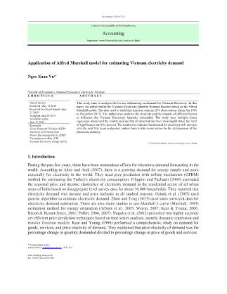 Application of Alfred Marshall model for estimating Vietnam electricity demand