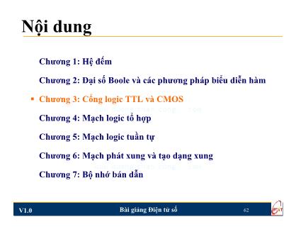 Bài giảng Điện tử số - Chương 3: Cổng logic TTL và CMOS - Nguyễn Trung Hiếu