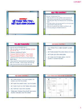 Bài giảng Kế toán tài chính 1 - Chương 7: Kế toán tiêu thụ. Kết quả kinh doanh
